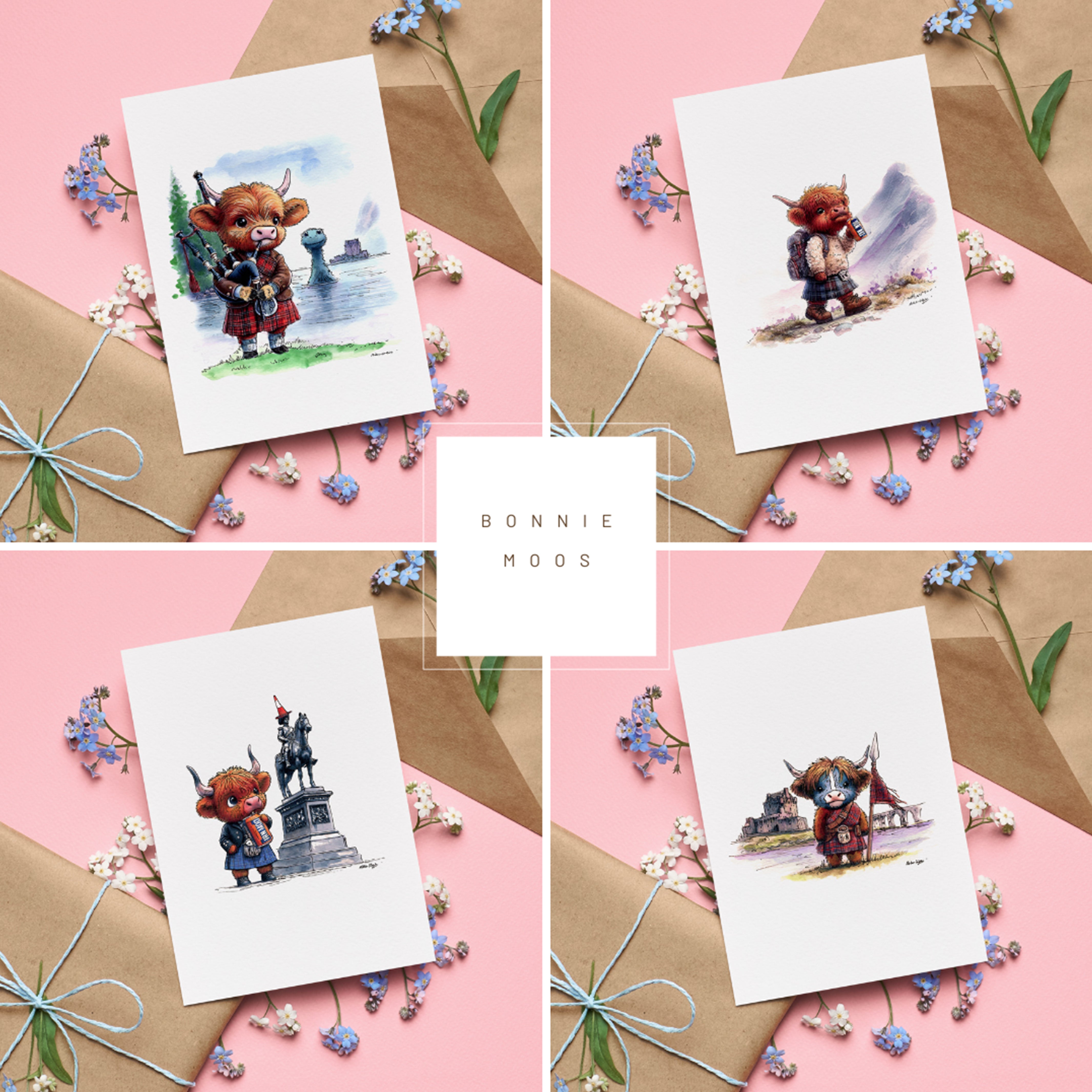 4 Pack of Greetings Cards