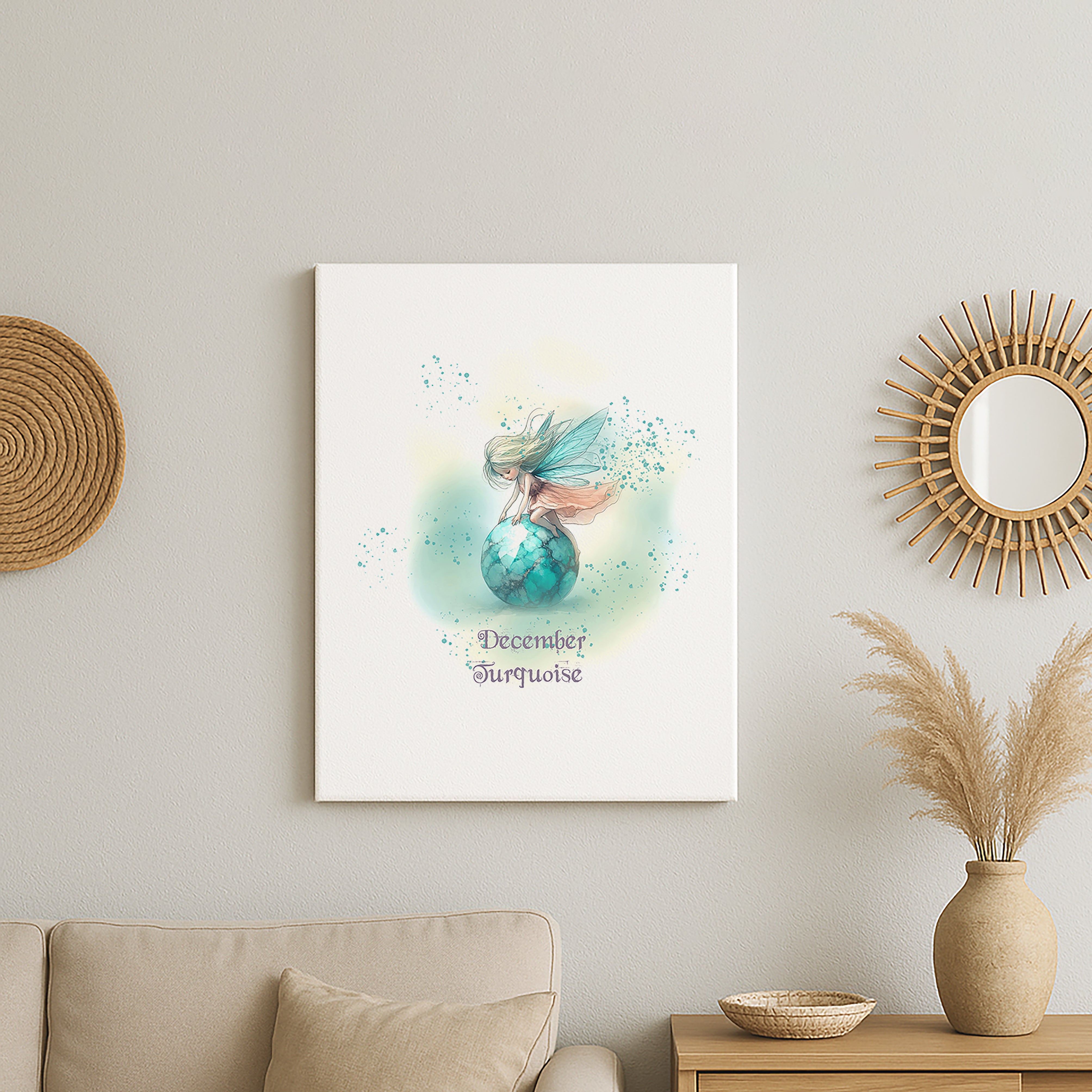 Little Gems December Turquoise Canvas