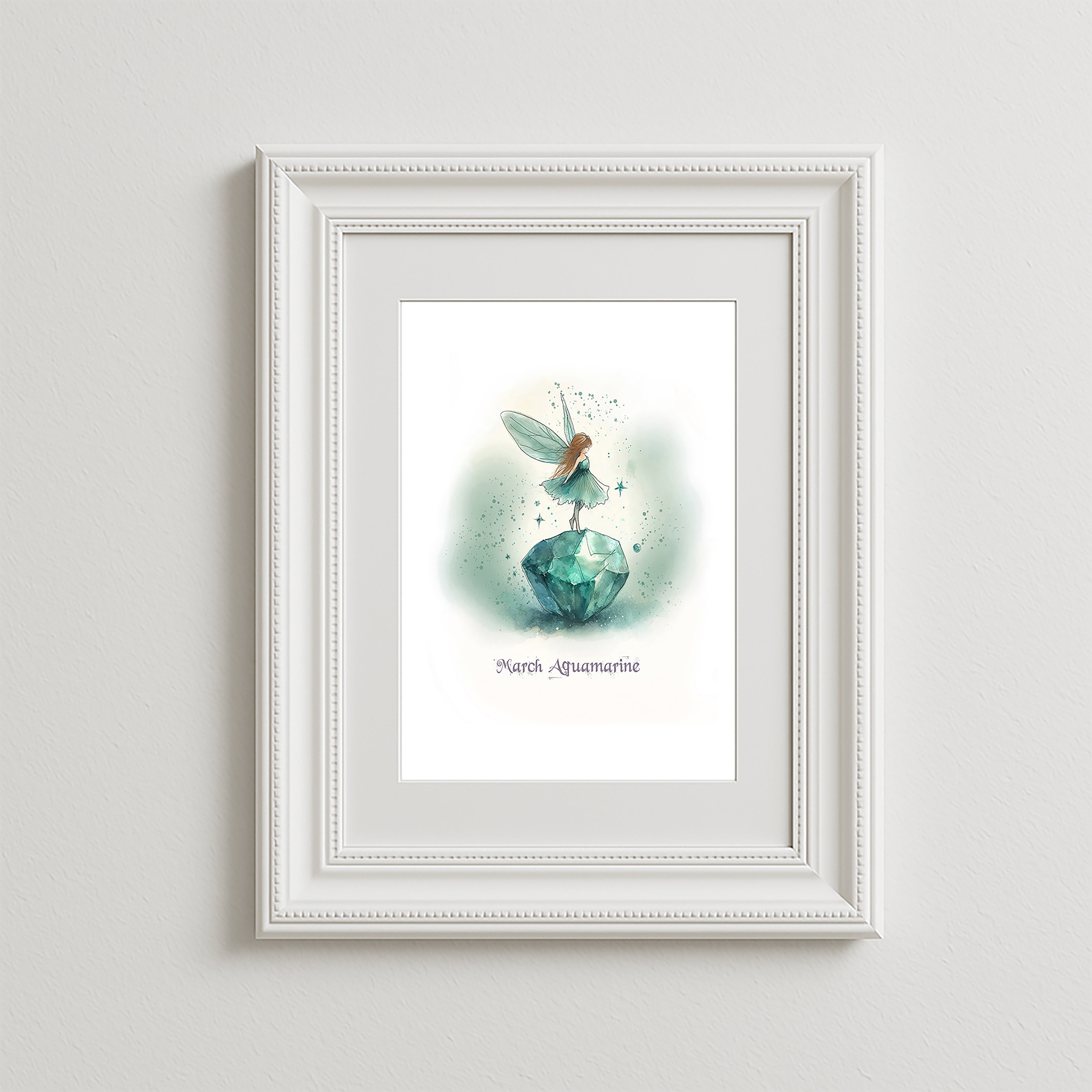 Little Gems March Aquamarine Art Print