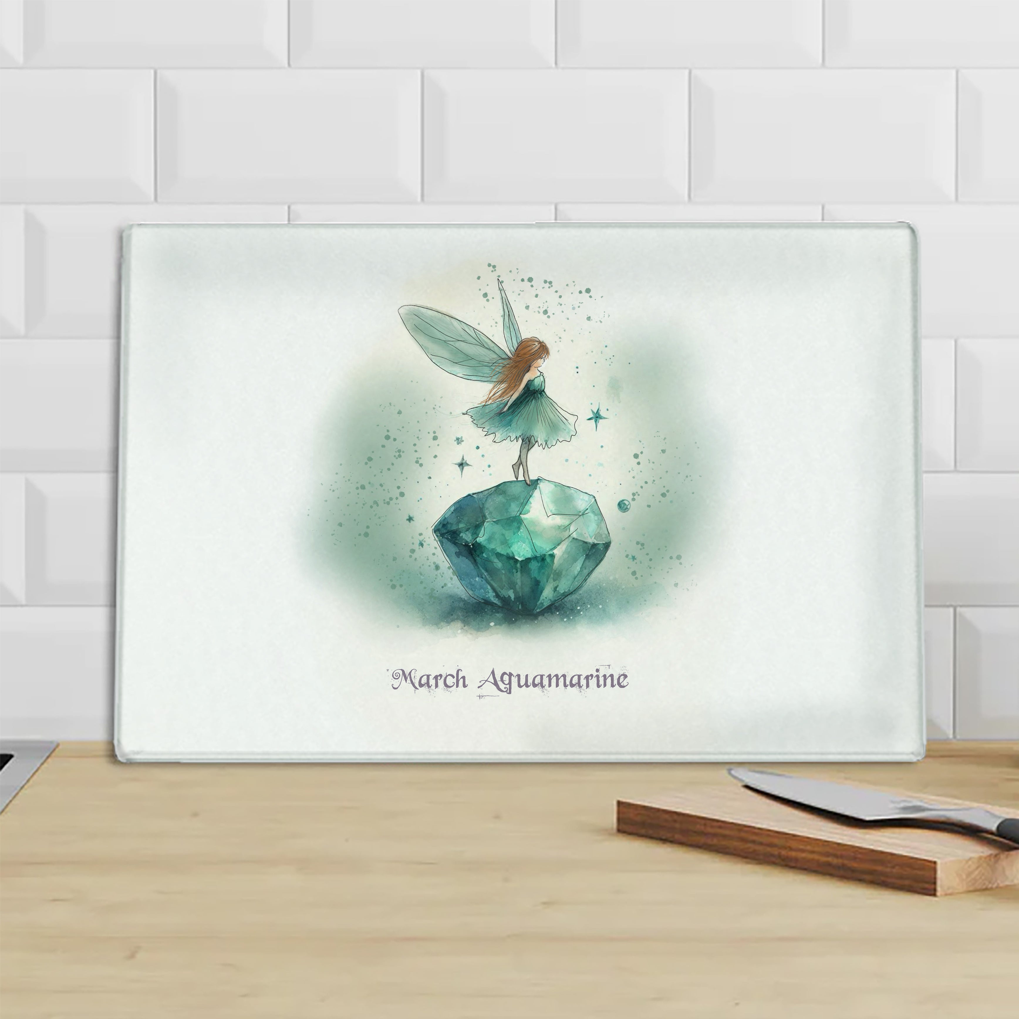 Little Gems March Aquamarine Chopping Board