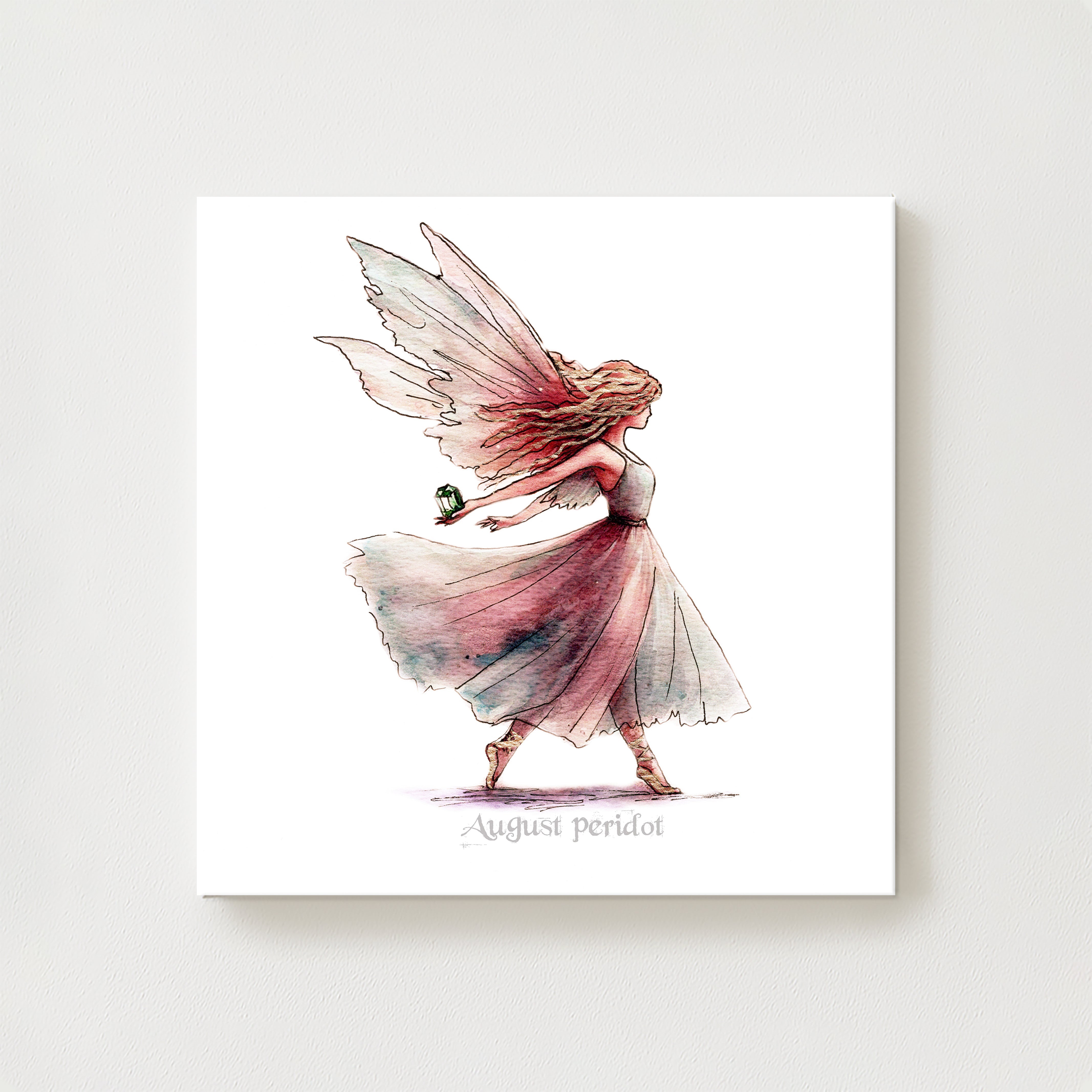 August Peridot Birthstone Fairy Canvas