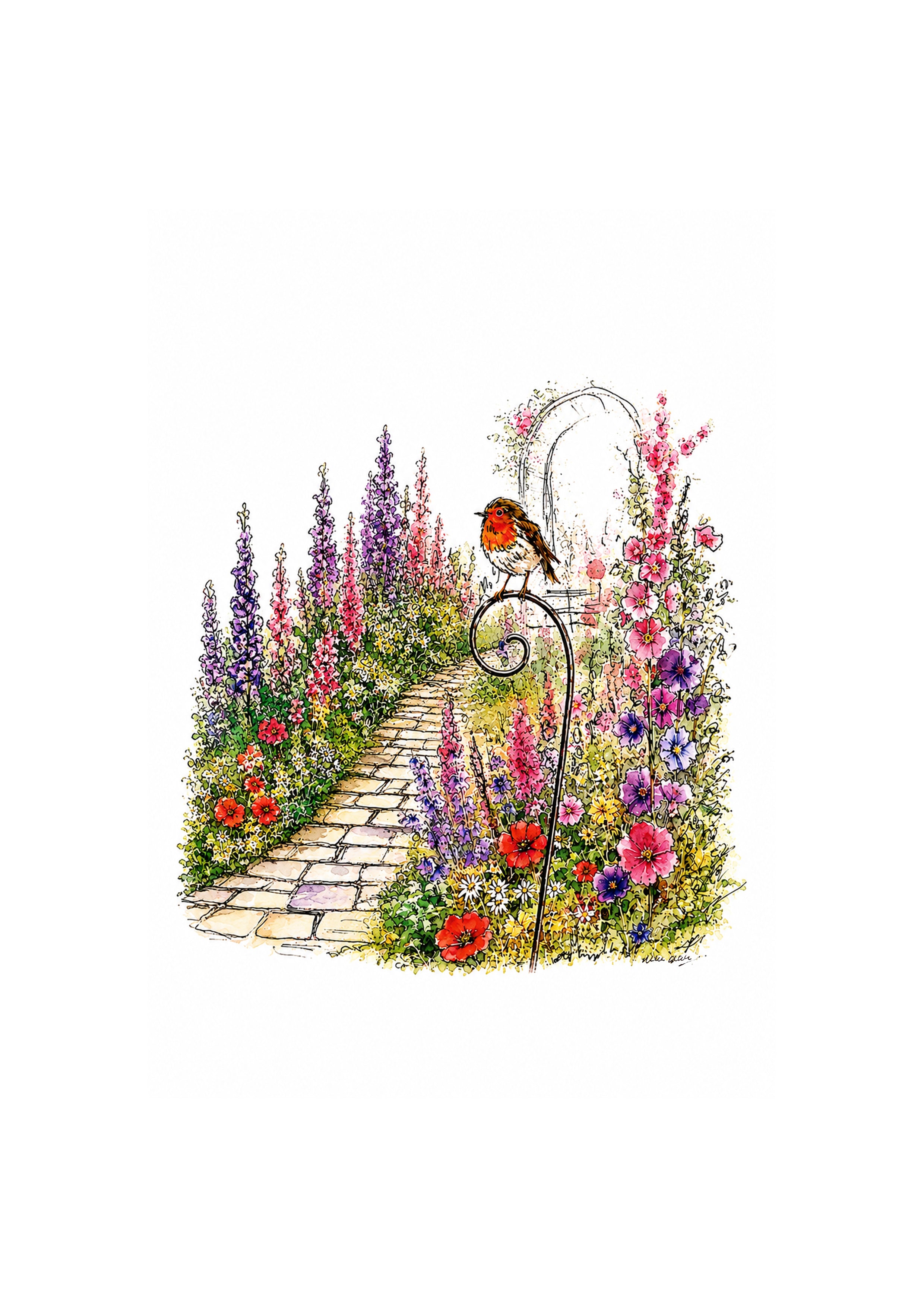 Cottage Garden Path - Printable Watercolour Art