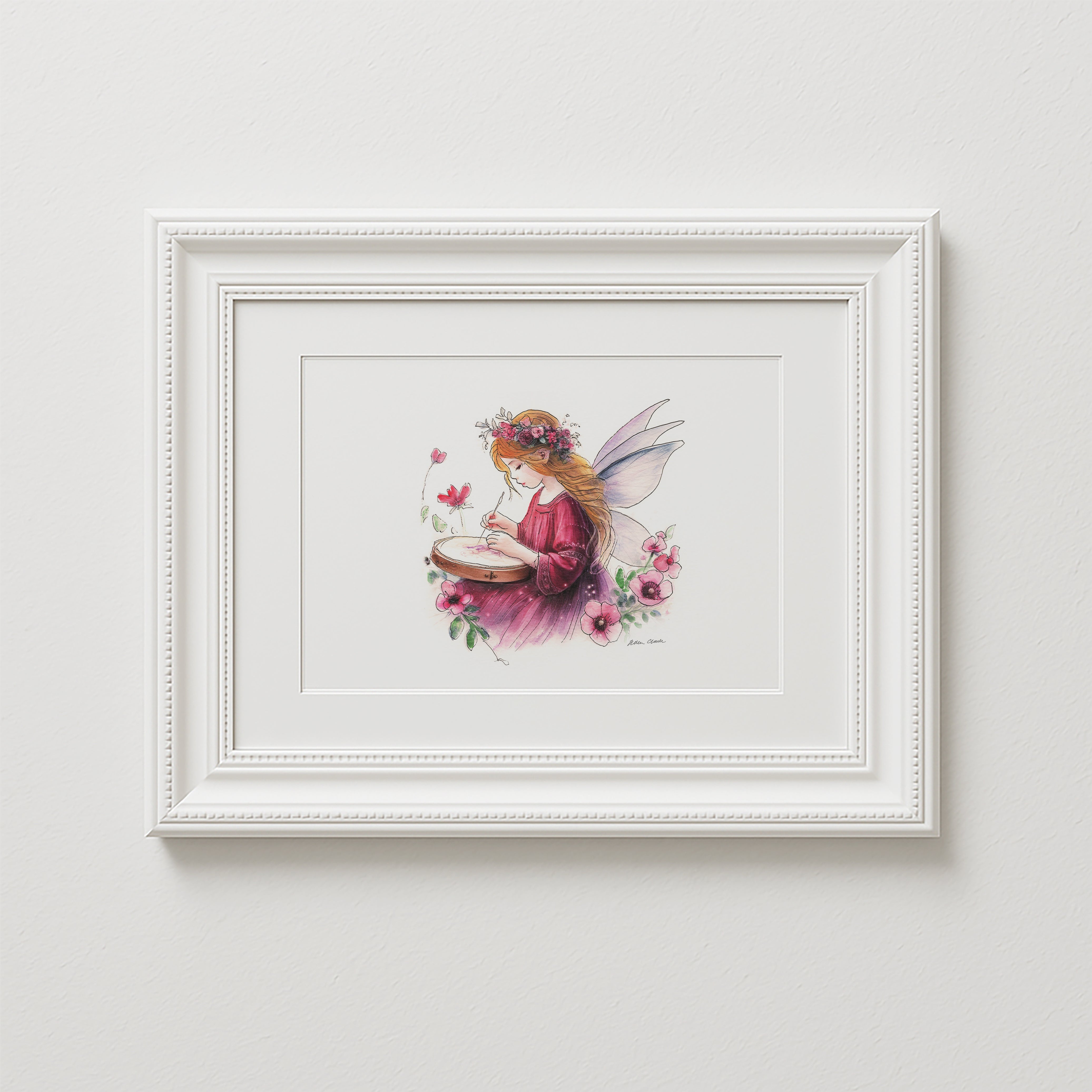 Crafting Embroidery Fairy Art Print