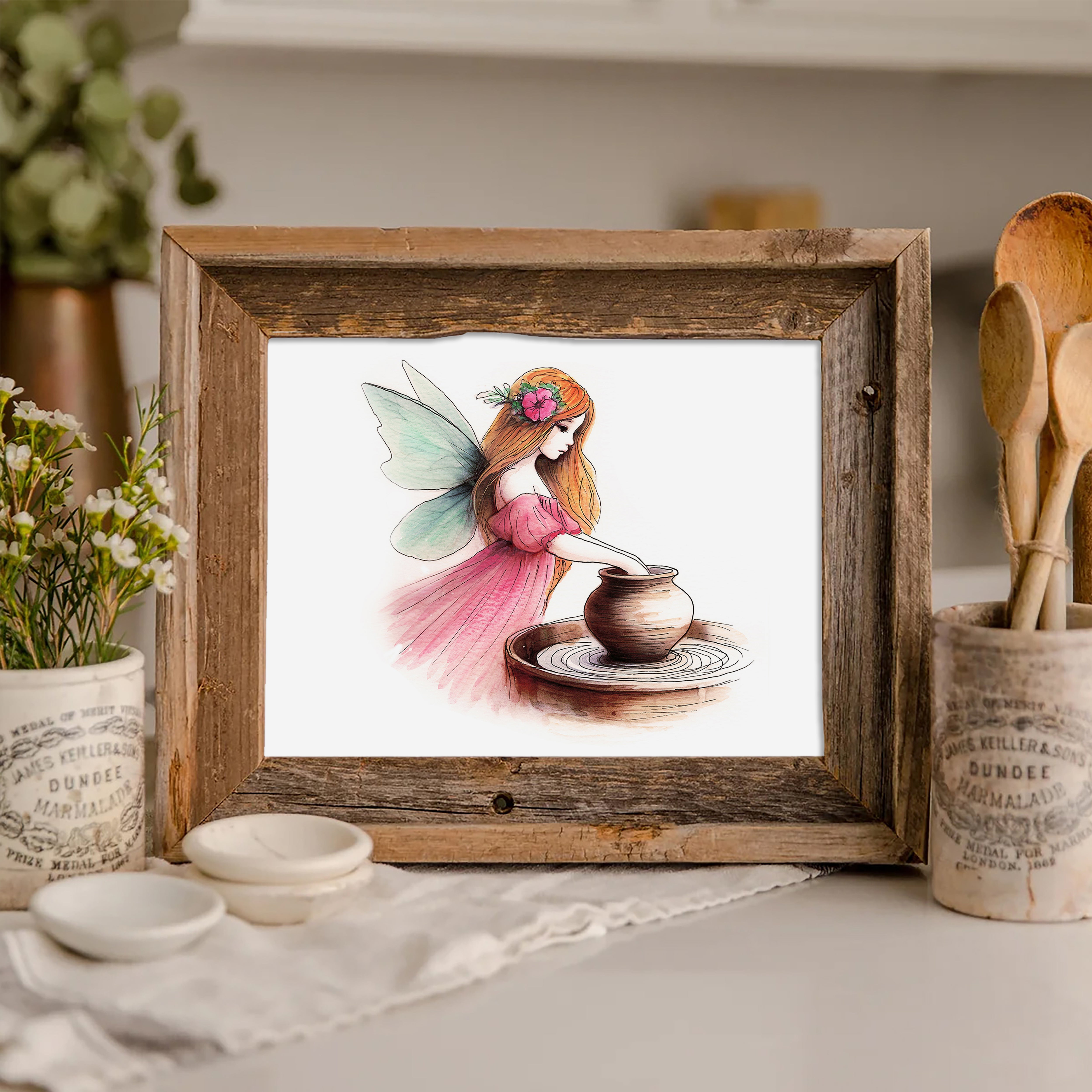 Crafting Pottery Fairy Art Print