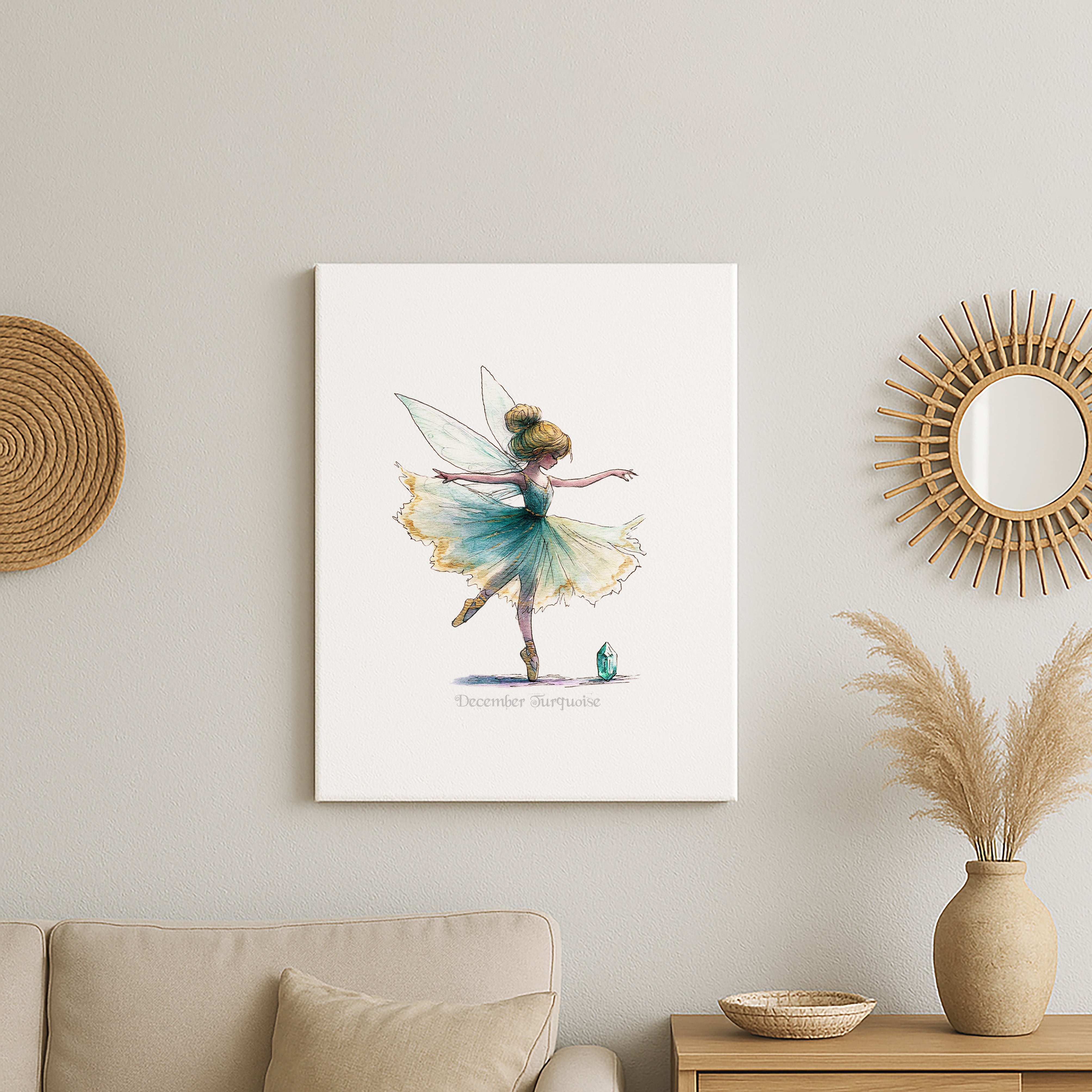 December Turquoise Birthstone Fairy Canvas