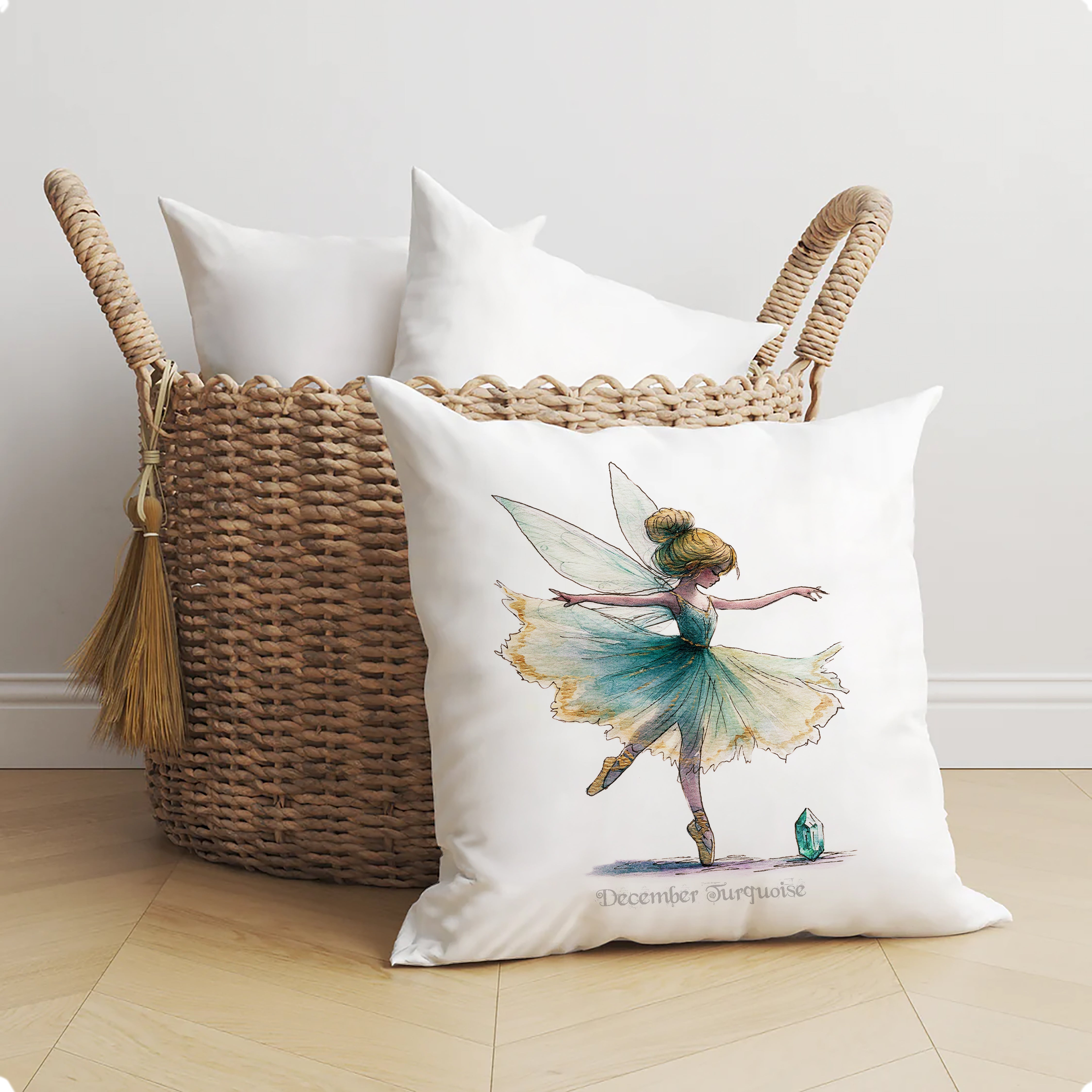 December Turquoise Birthstone Fairy Cushion
