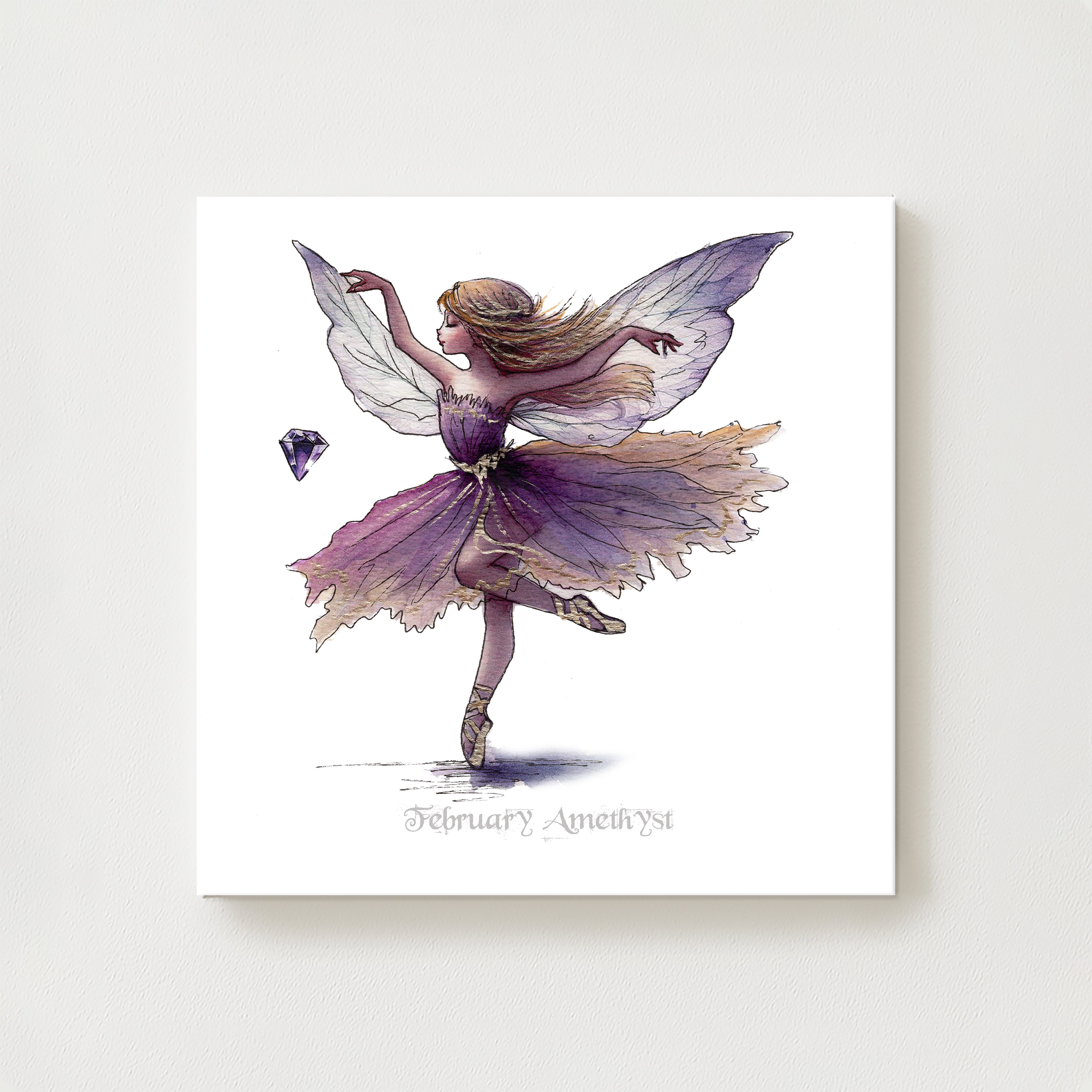 February Amethyst Birthstone Fairy Canvas