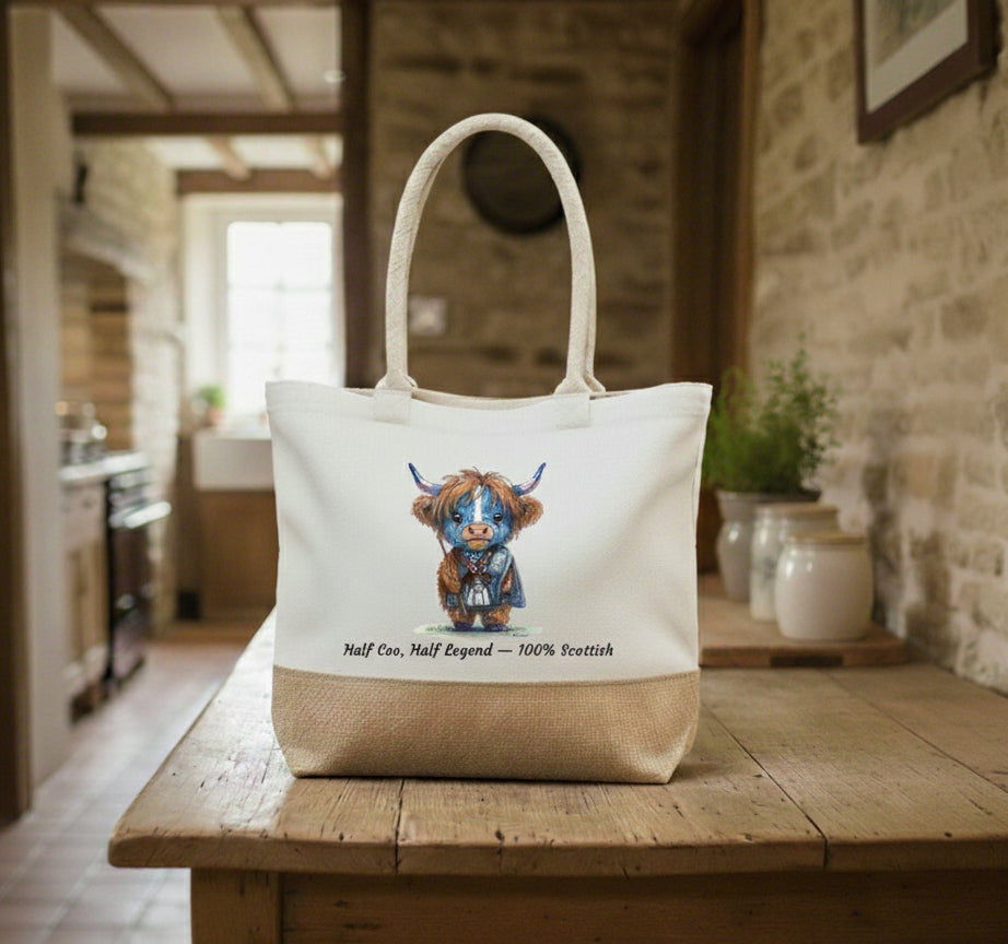Half Coo, Half Legend, 100% Scottish Tote Bag