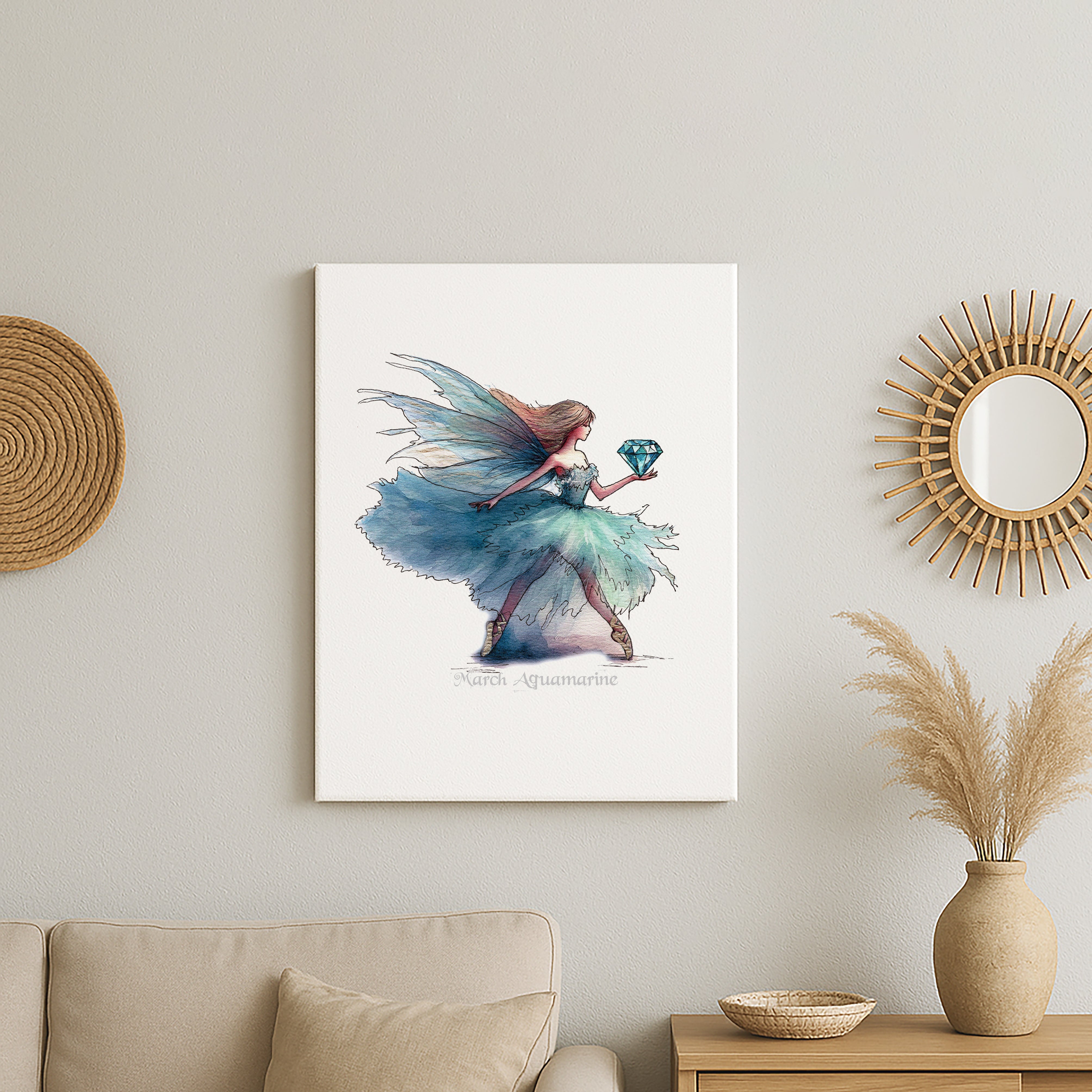 March Aquamarine Birthstone Fairy Canvas