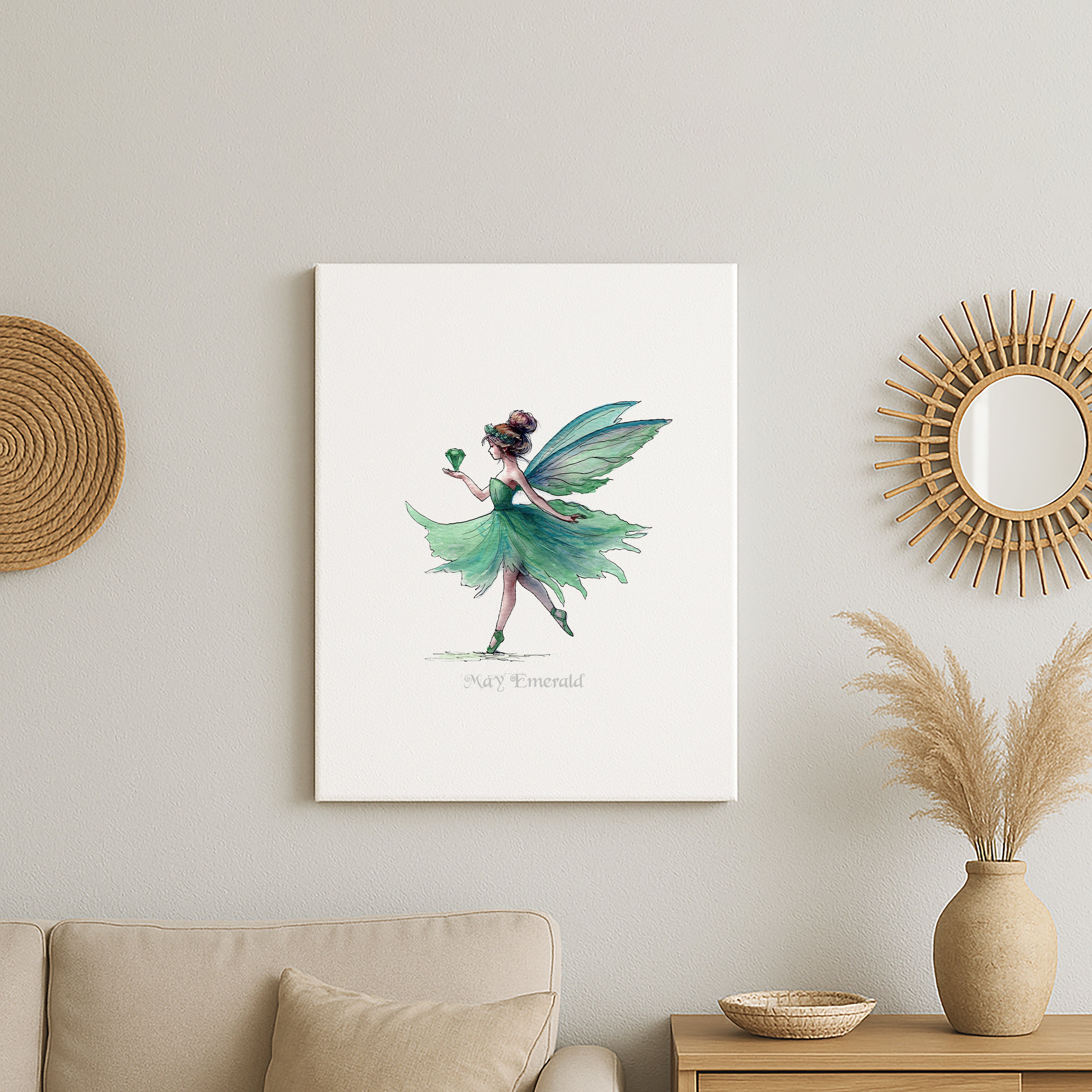 May Emerald Birthstone Fairy Canvas