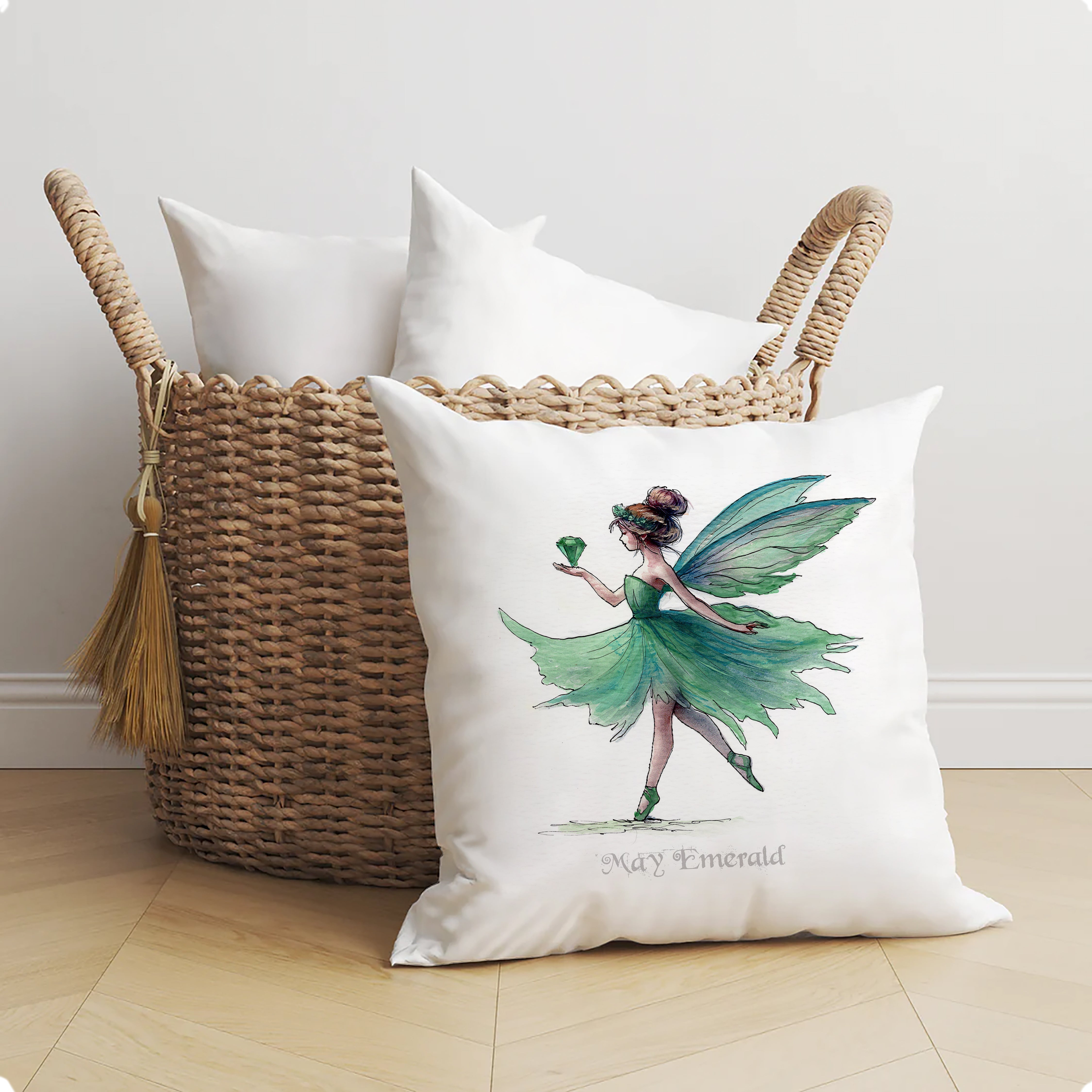 May Emerald Birthstone Fairy Cushion
