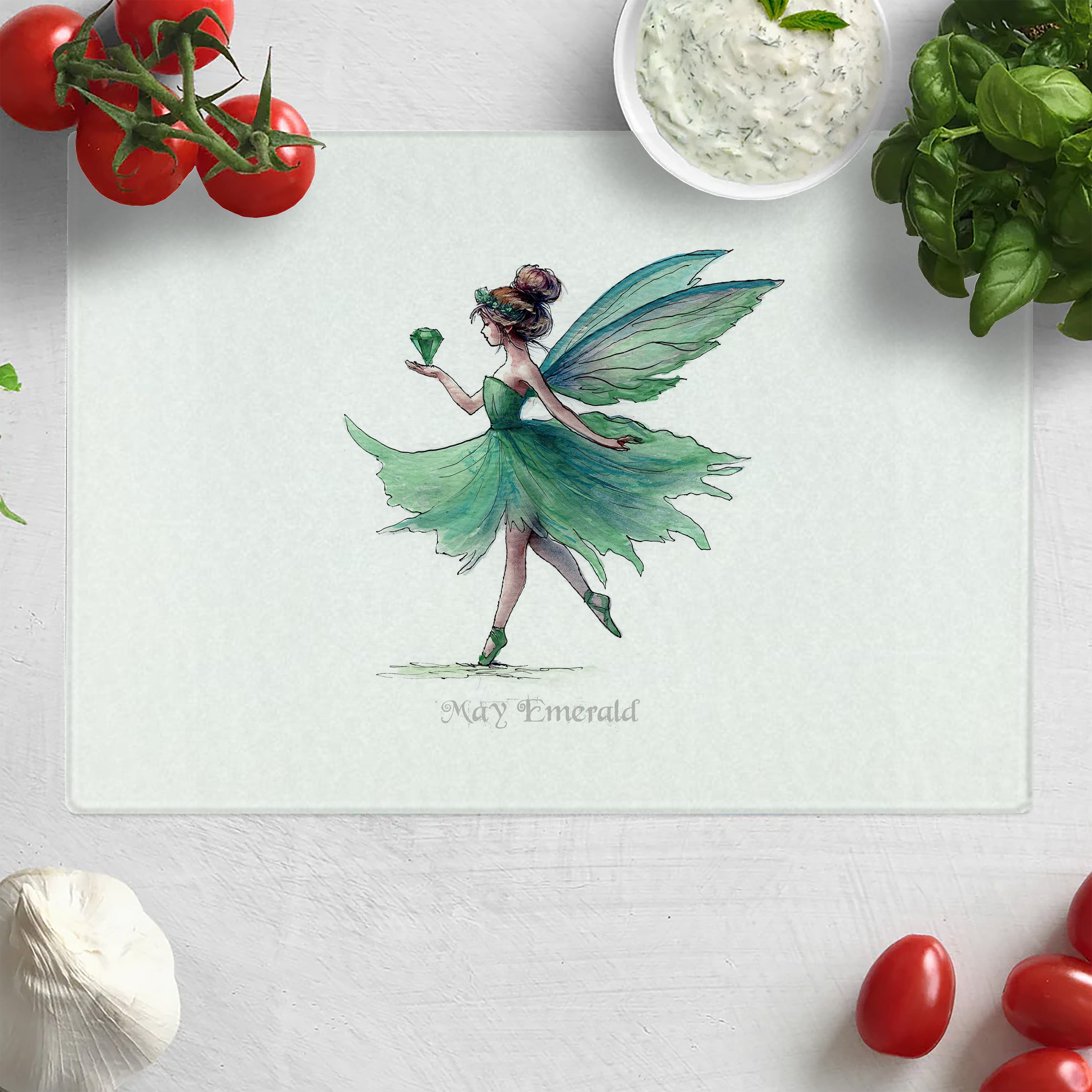 May Emerald Birthstone Fairy Chopping Board