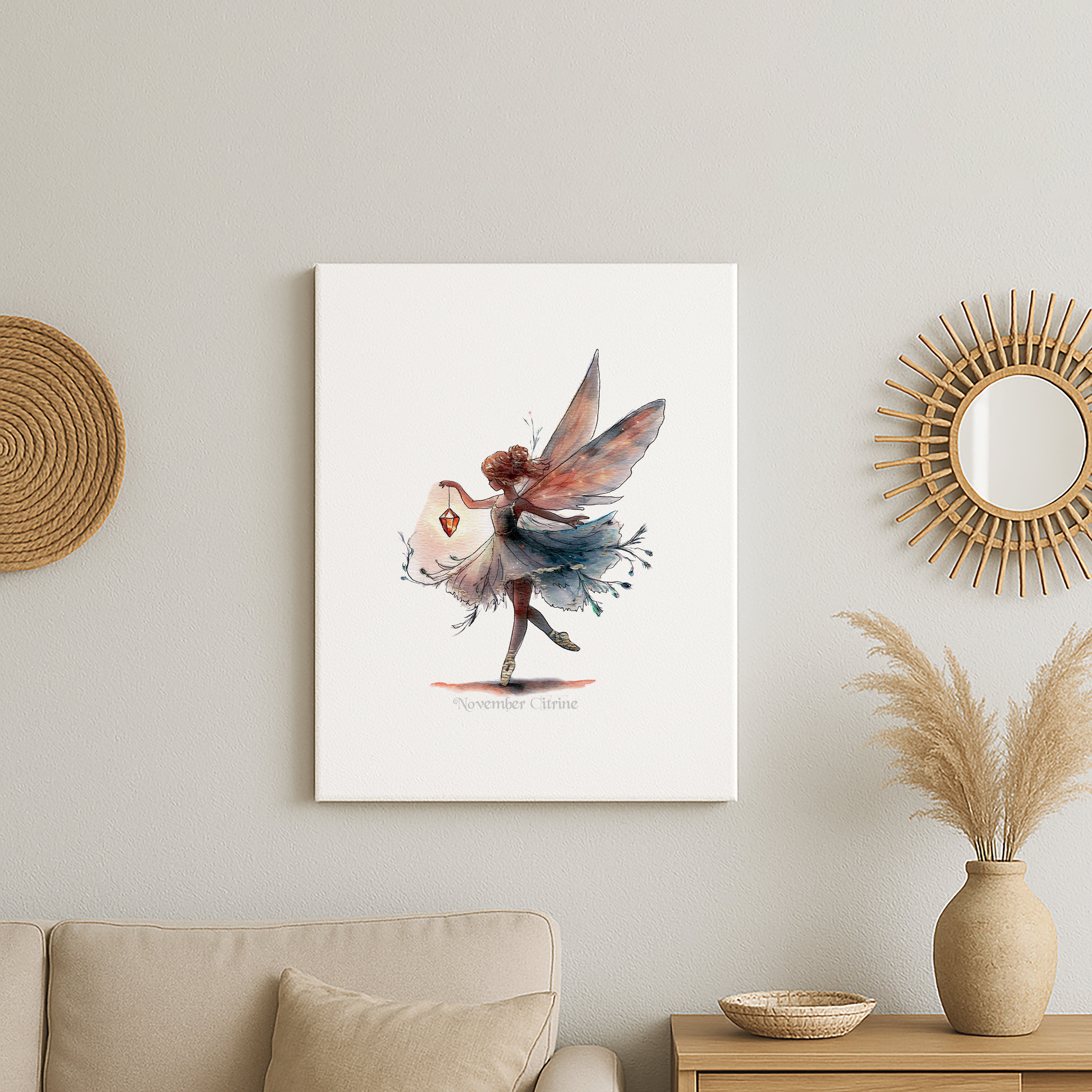 November Citrine Birthstone Fairy Canvas