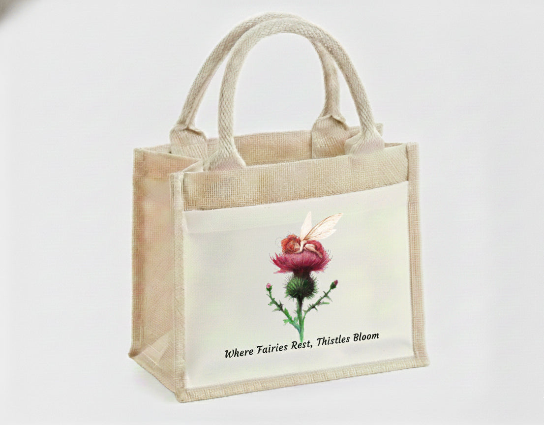 Where fairies rest, thistles bloom Small Tote Bag