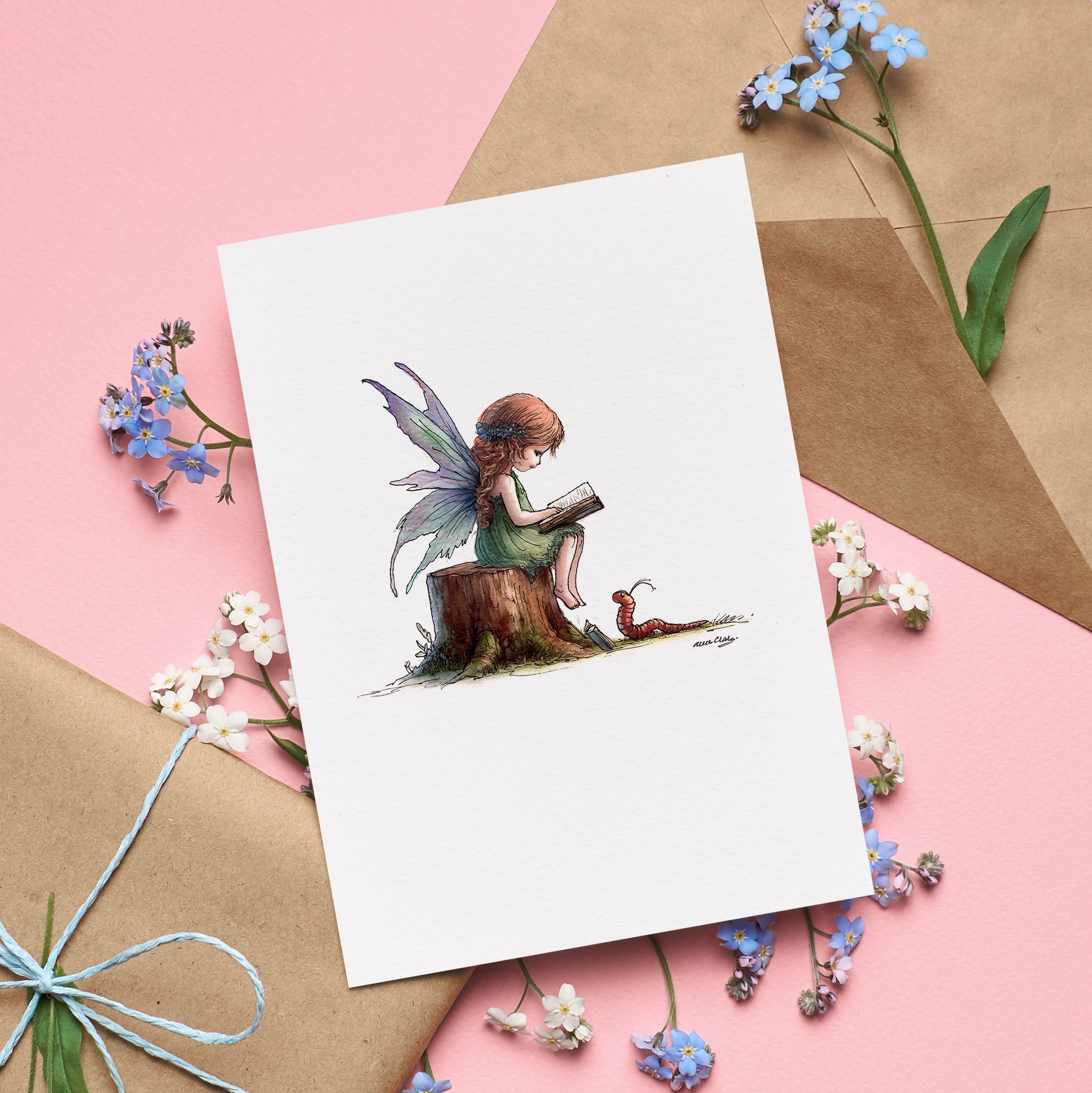 Book Worm Greetings Card