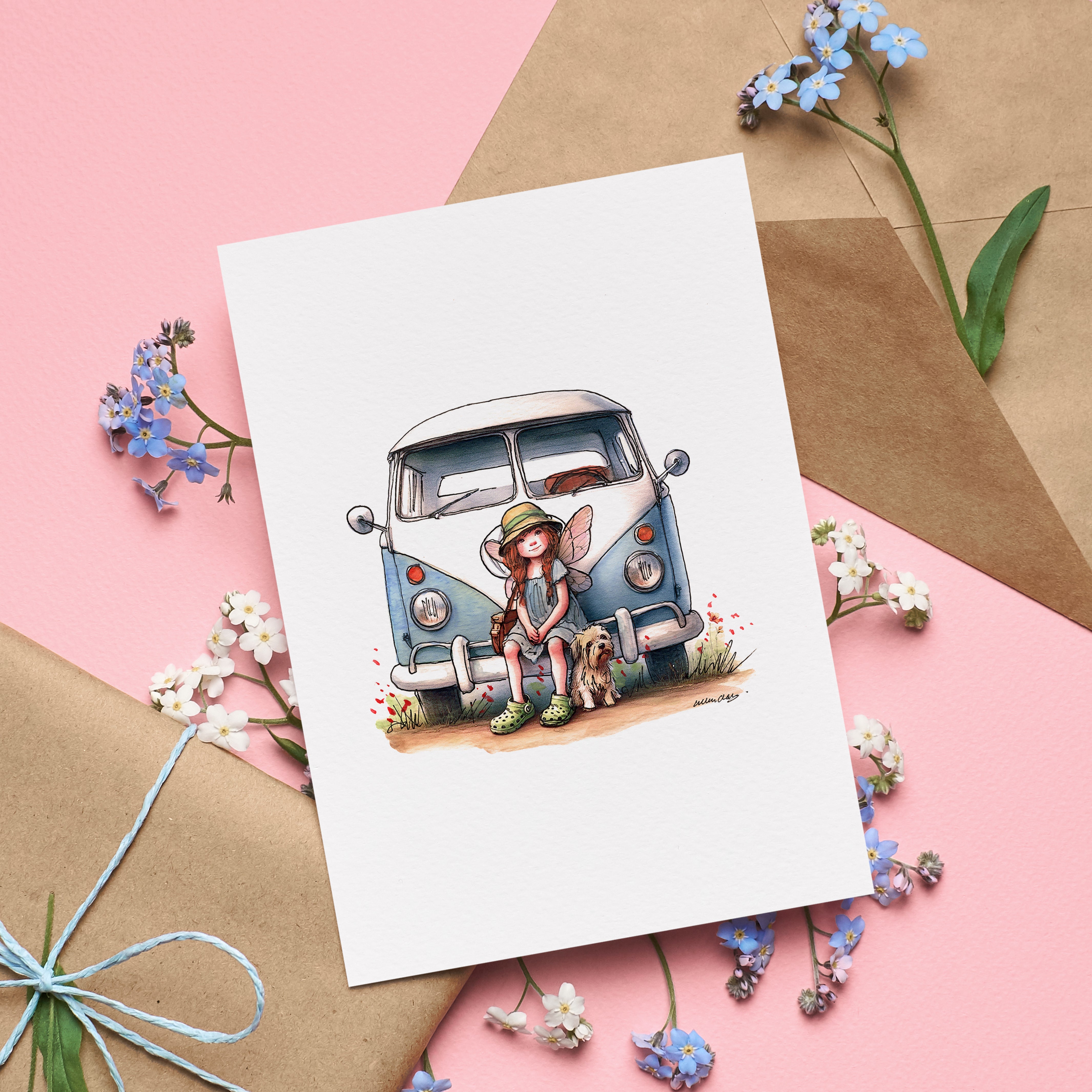 Camper Fairy Greetings Card