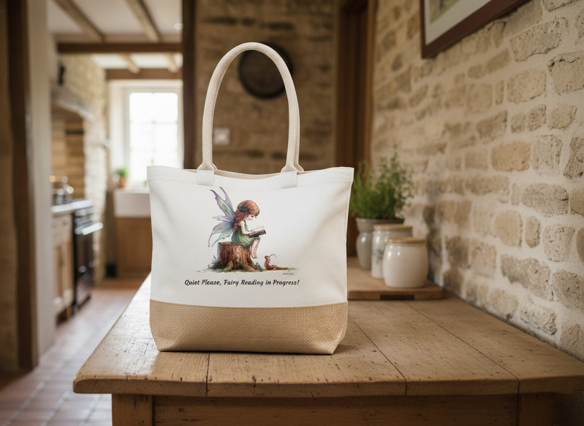Quiet Please, Fairy Reading in Progress Tote Bag