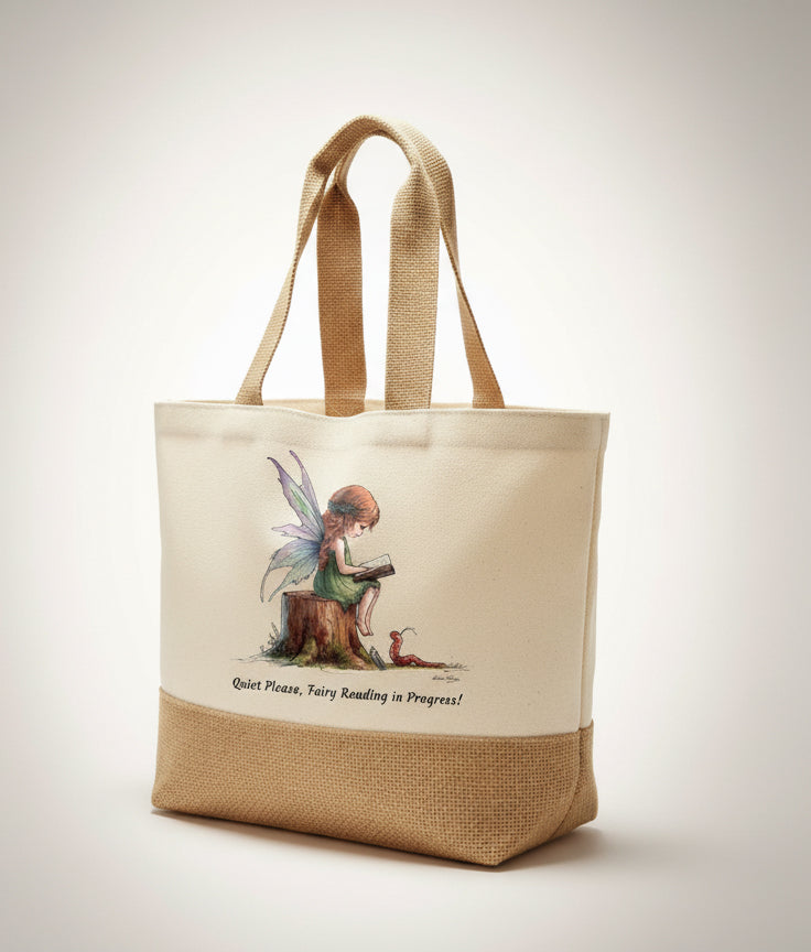 Quiet Please, Fairy Reading in Progress Tote Bag