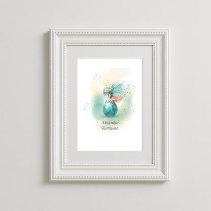 Little Gems December Turquoise Art Print