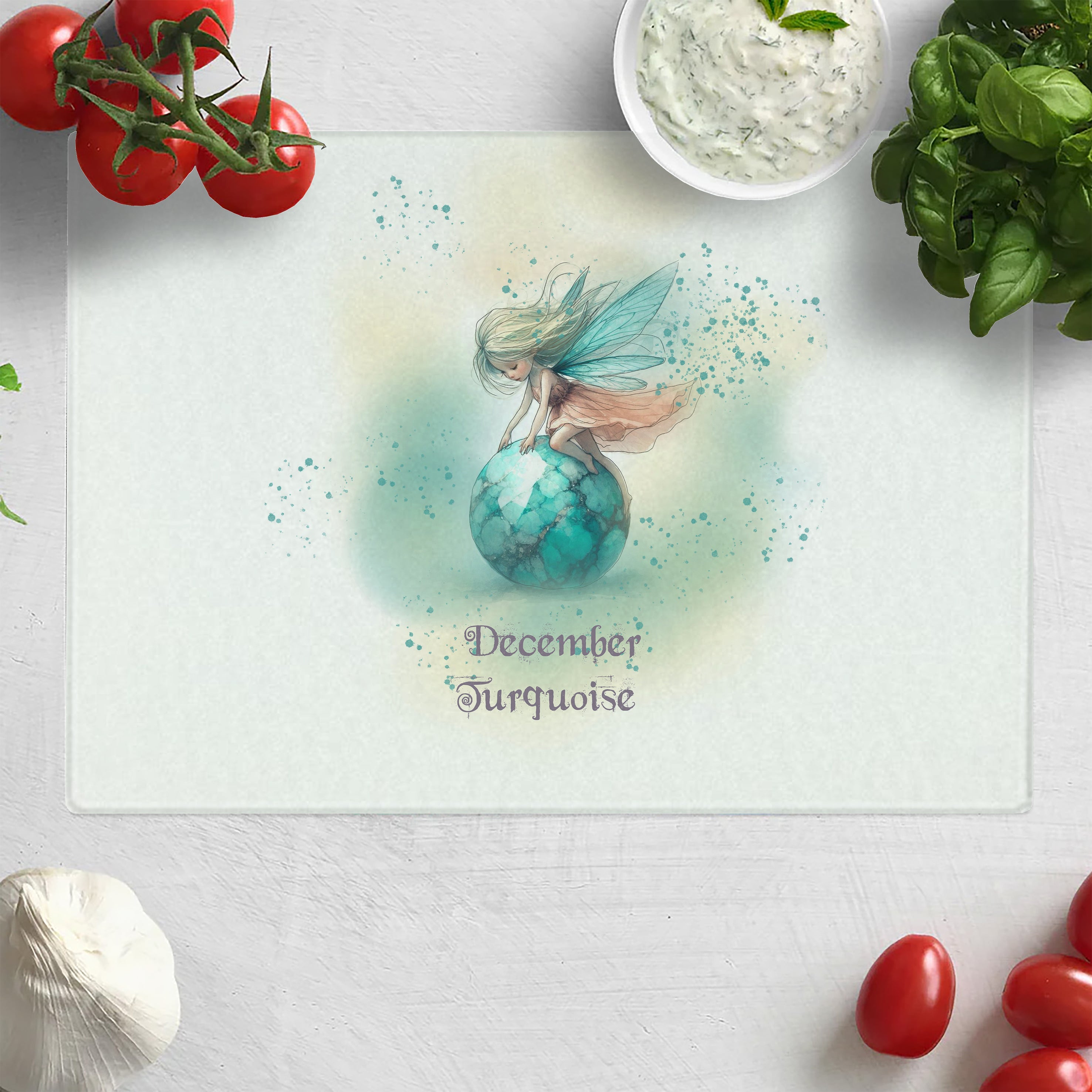 Little Gems December Turquoise Chopping Board