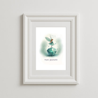 Little Gems March Aquamarine Art Print