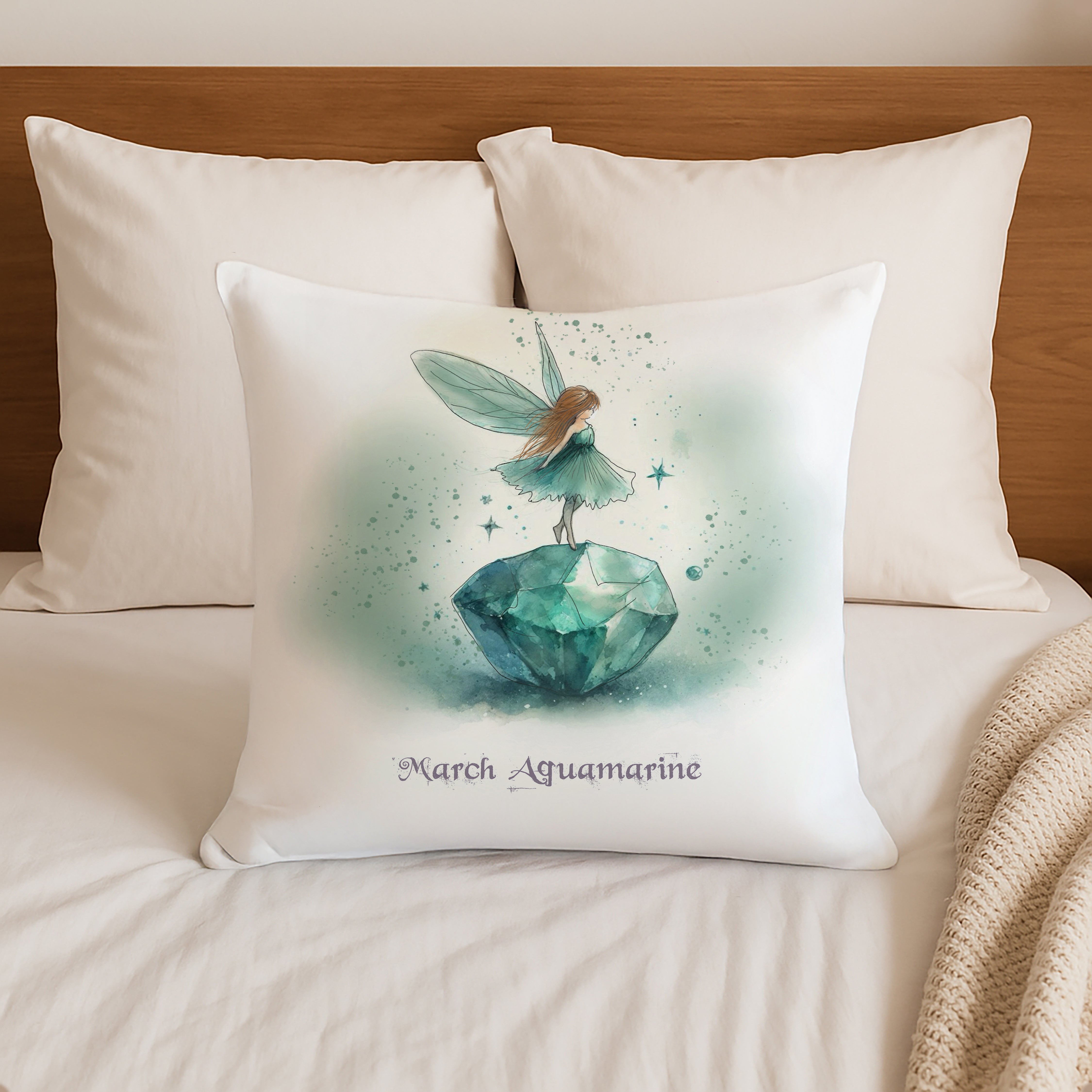 Little Gems March Aquamarine Cushion