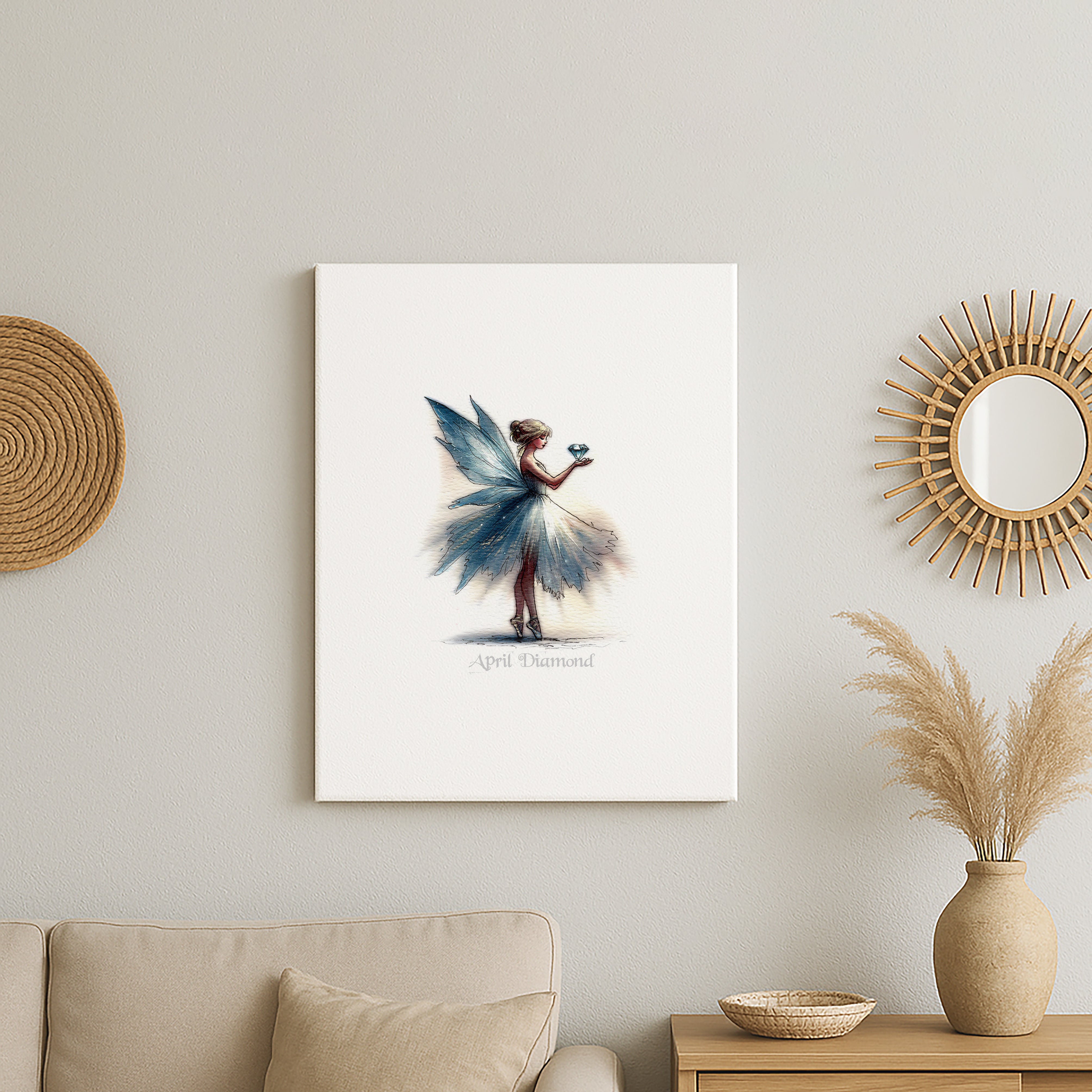 April Diamond Birthstone Fairy Canvas