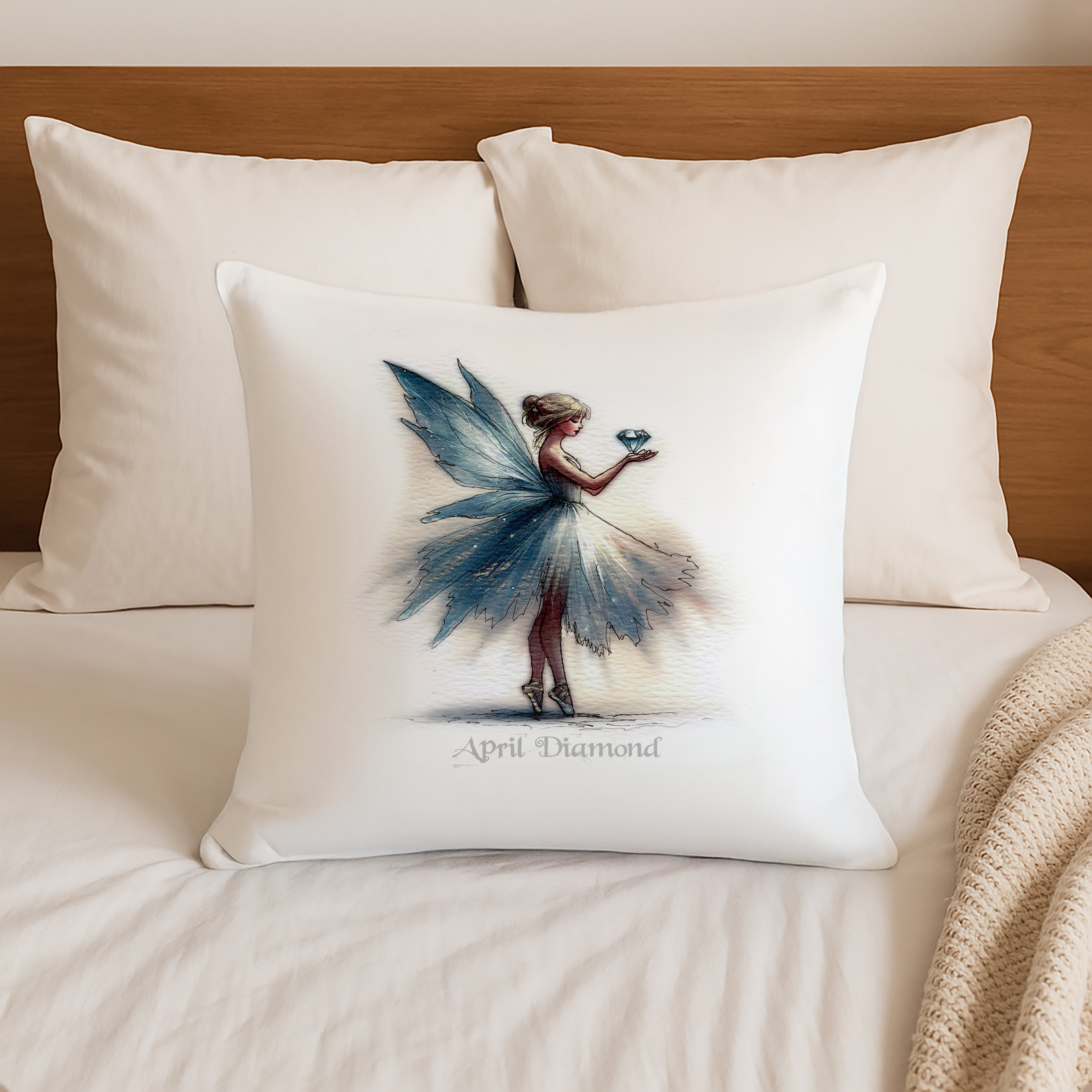 April Diamond Birthstone Fairy Cushion