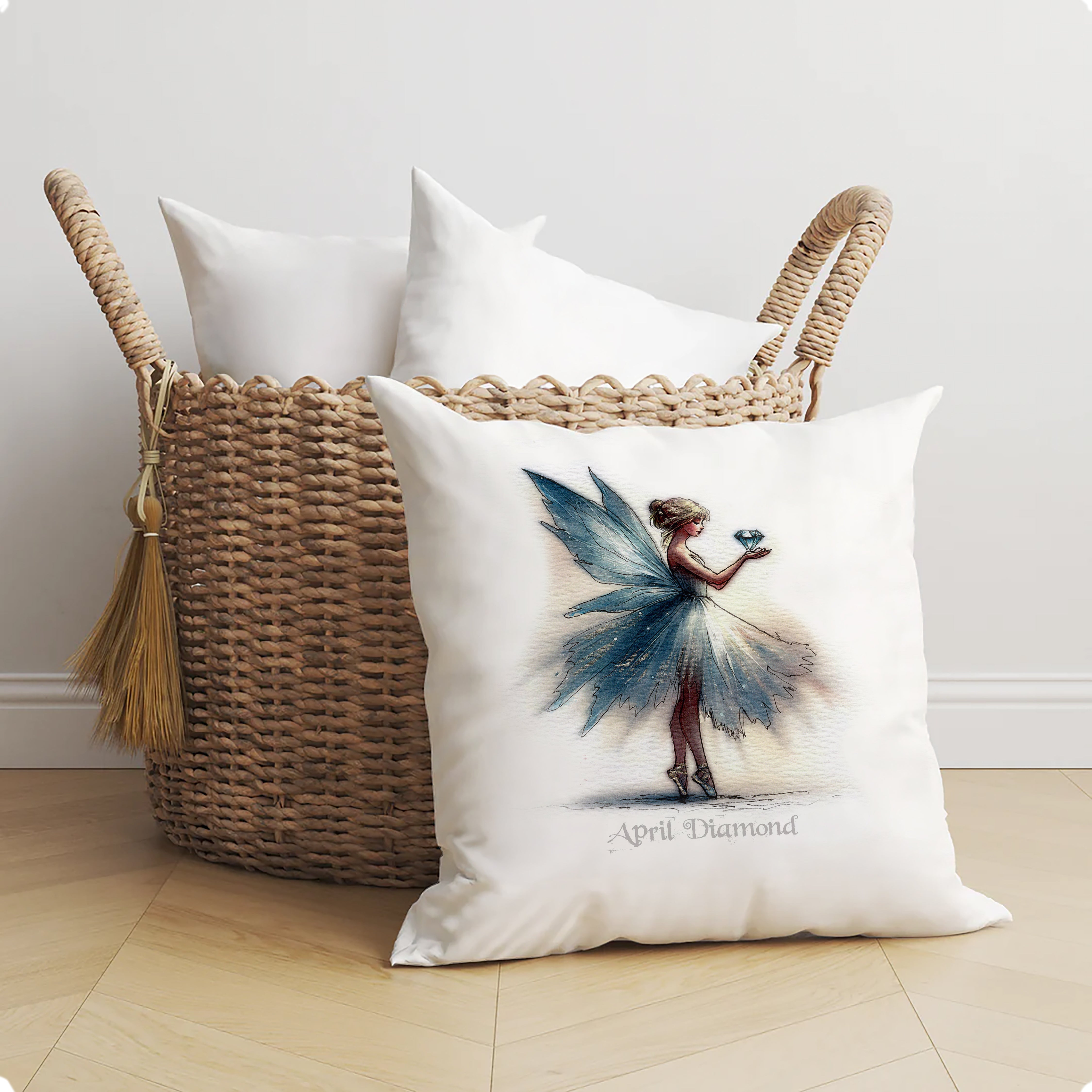 April Diamond Birthstone Fairy Cushion