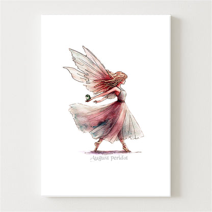 August Peridot Birthstone Fairy Canvas