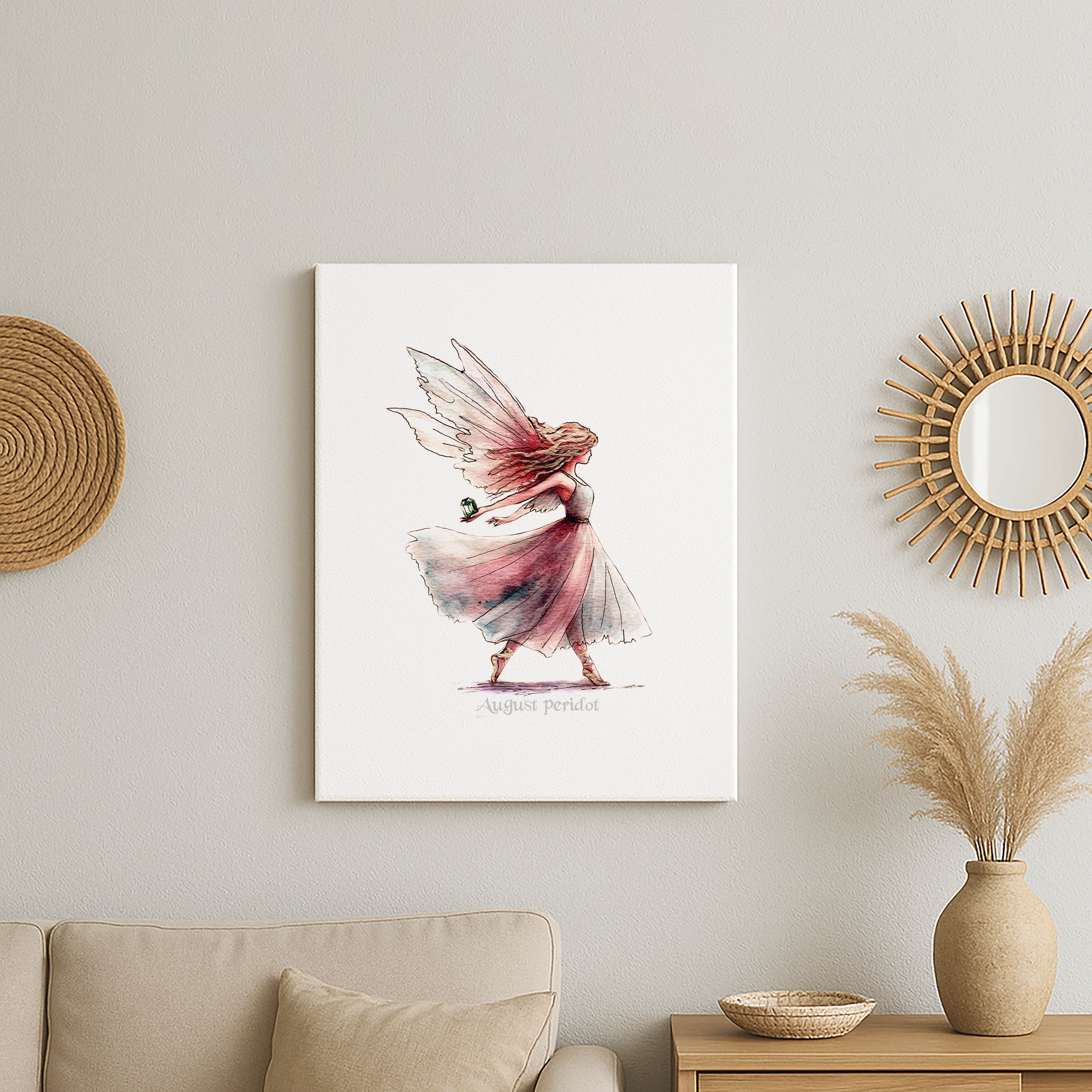August Peridot Birthstone Fairy Canvas