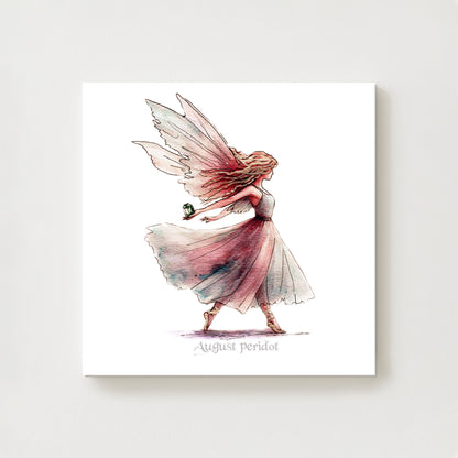 August Peridot Birthstone Fairy Canvas