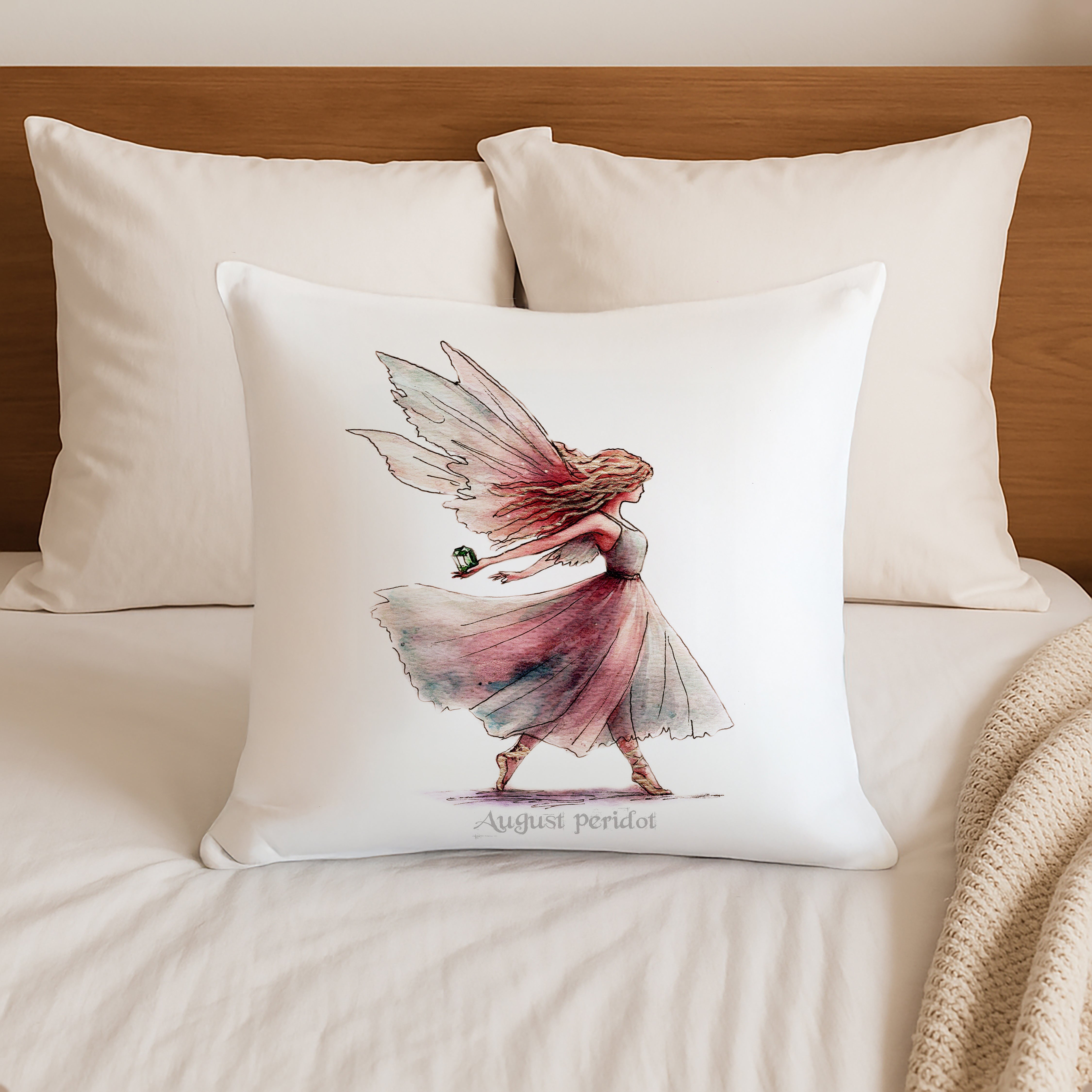August Peridot Birthstone Fairy Cushion