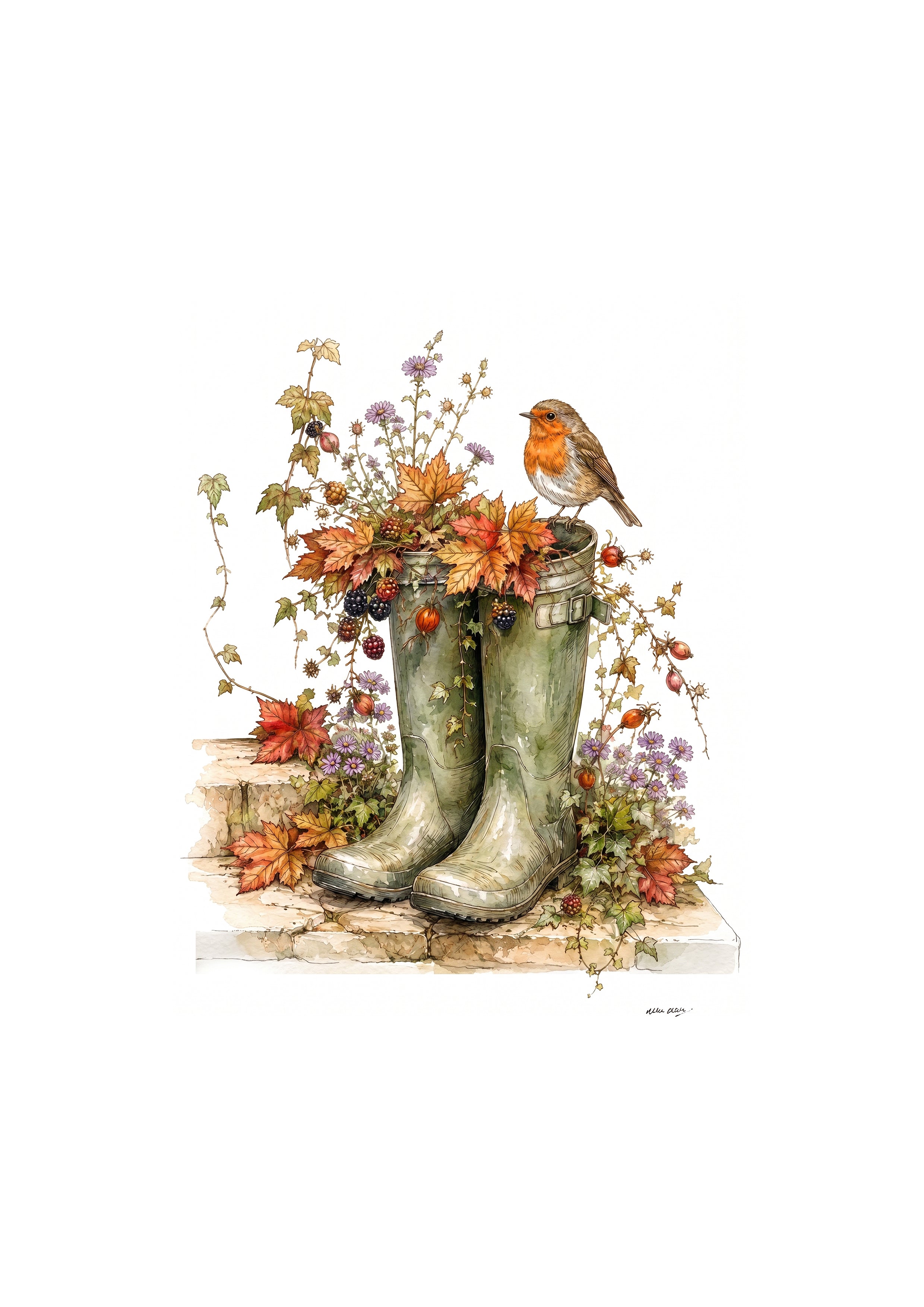 Autumn Wellies  - Printable Watercolour Art