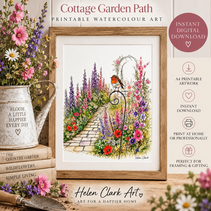 Cottage Garden Path  - Printable Watercolour Art