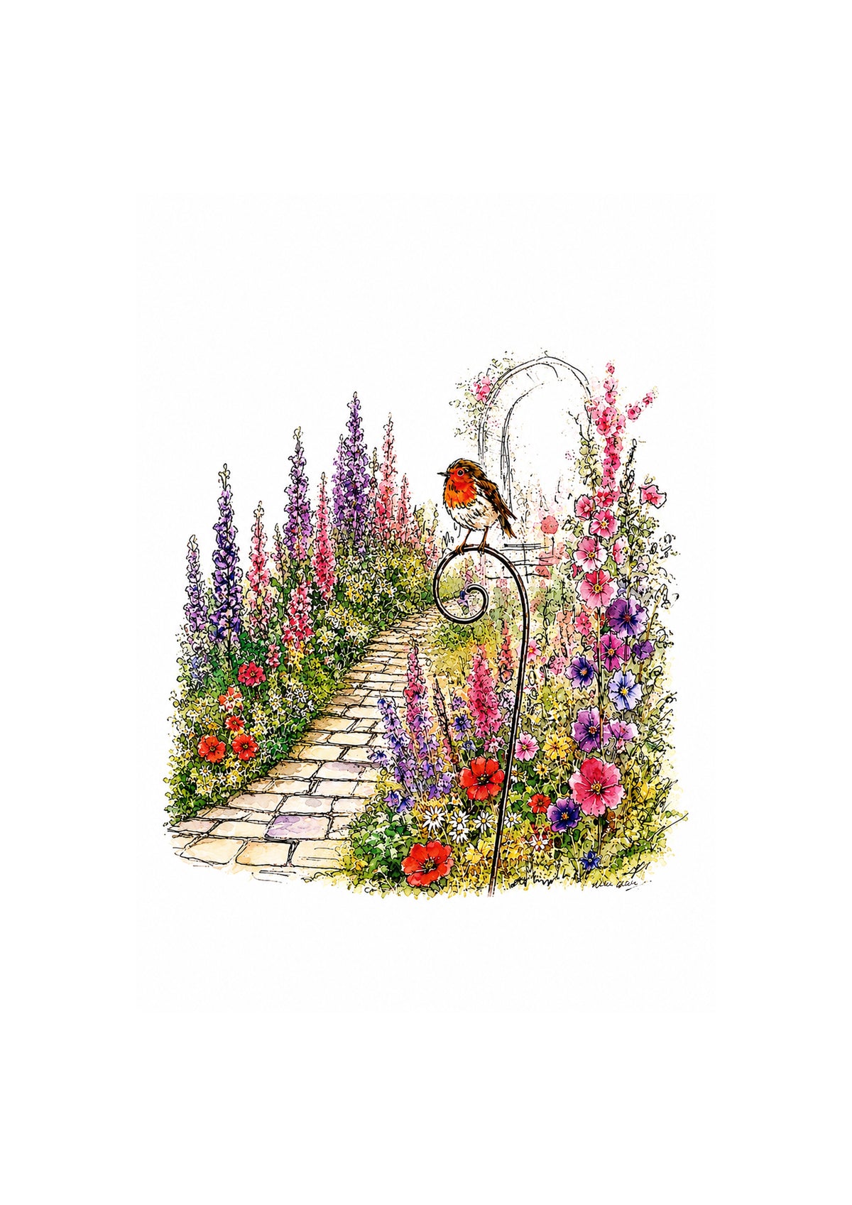 Cottage Garden Path  - Printable Watercolour Art