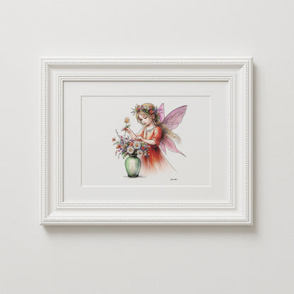 Crafting Flower Arranging Fairy Art Print