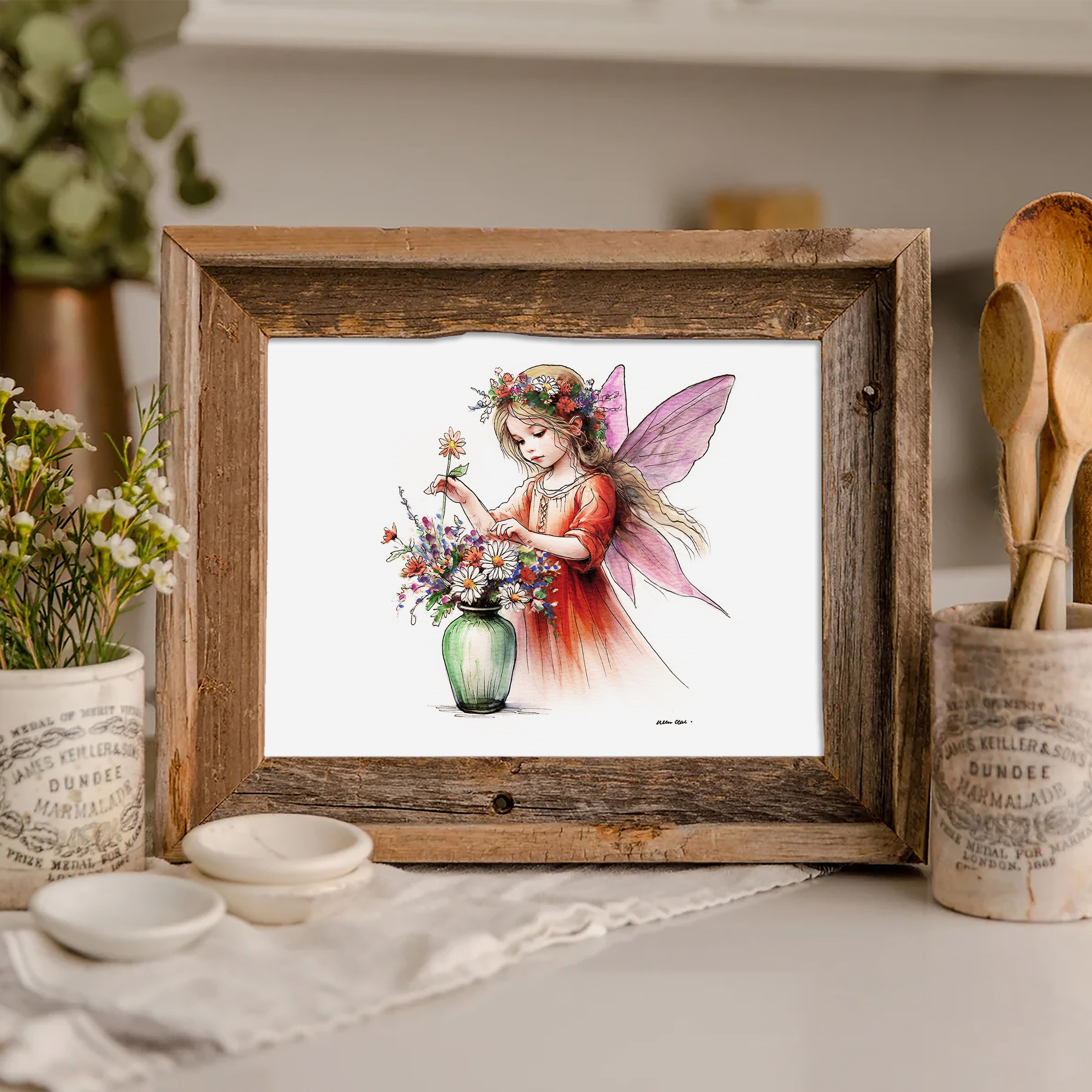 Crafting Flower Arranging Fairy Art Print