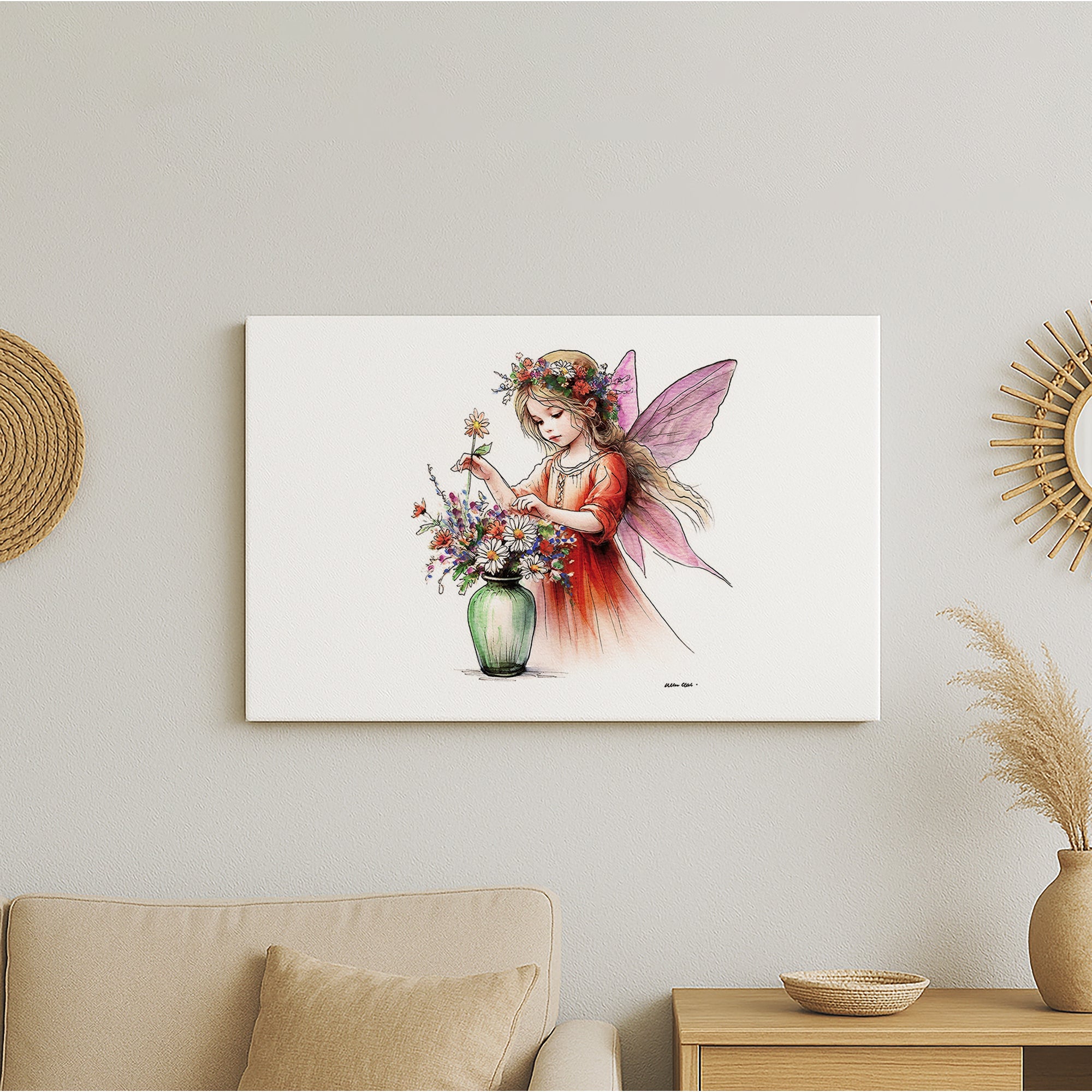 Crafting Flower Arranging Fairy Canvas