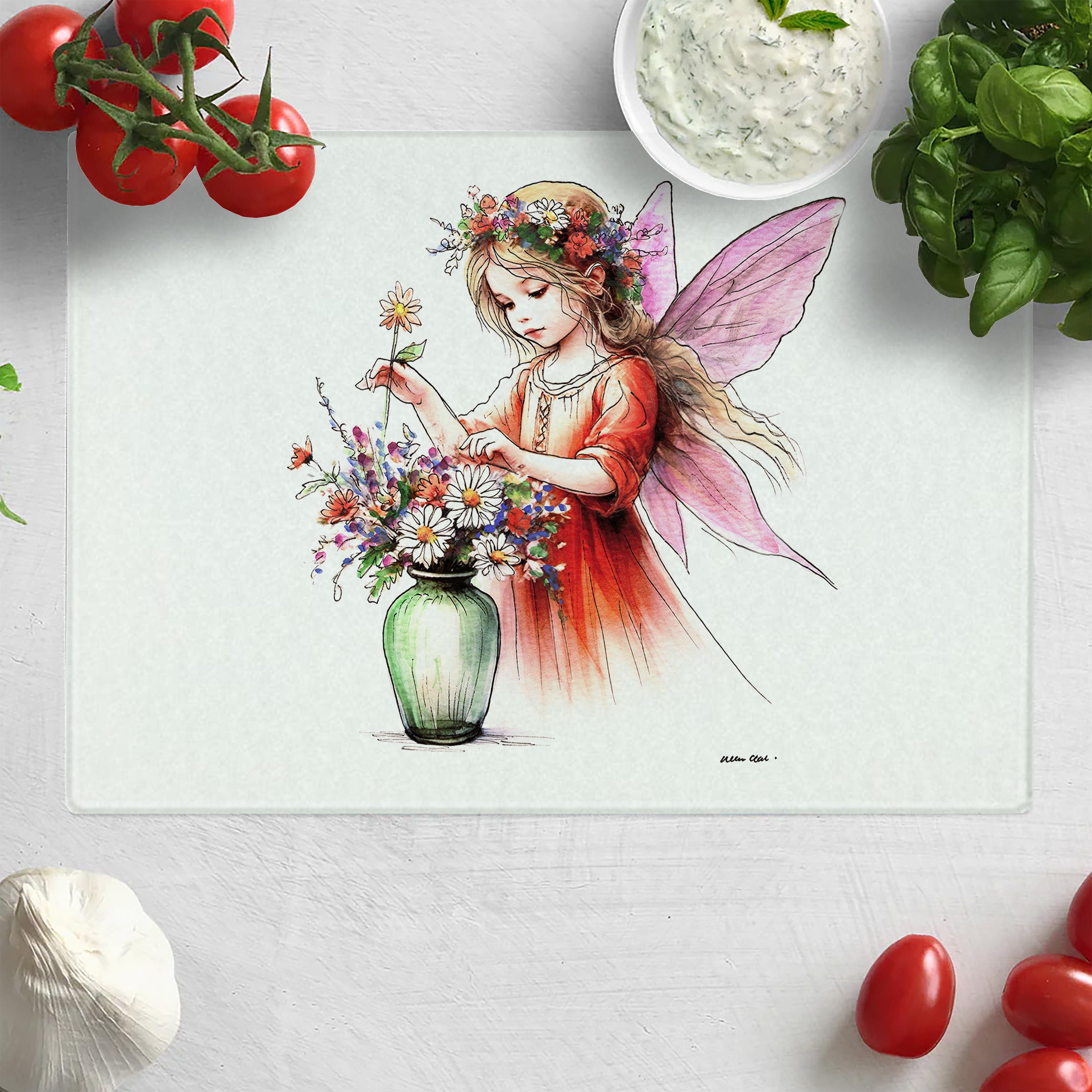 Crafting Flower Arranging Fairy Chopping Board