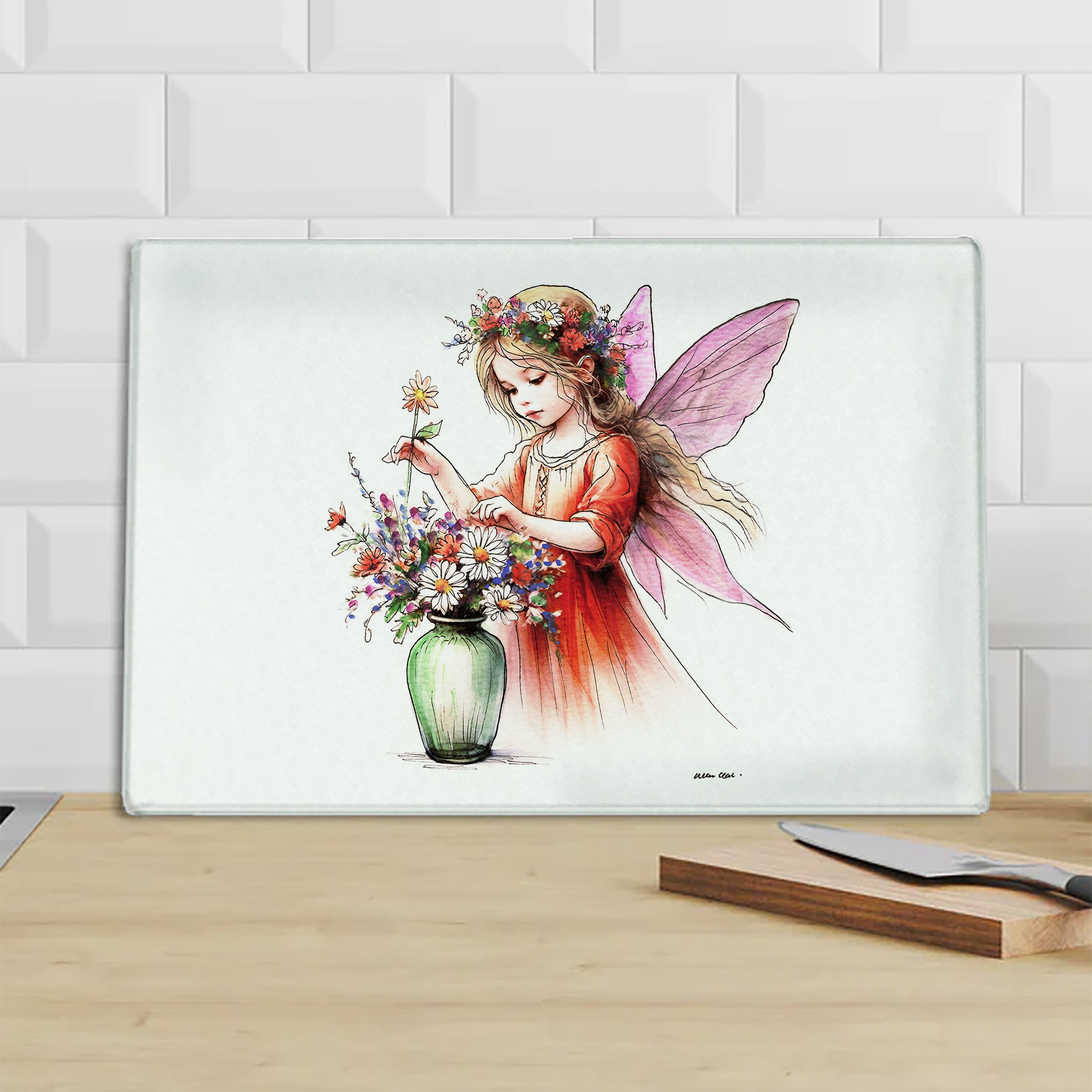 Crafting Flower Arranging Fairy Chopping Board