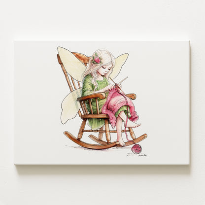 Crafting Knitting Fairy Canvas