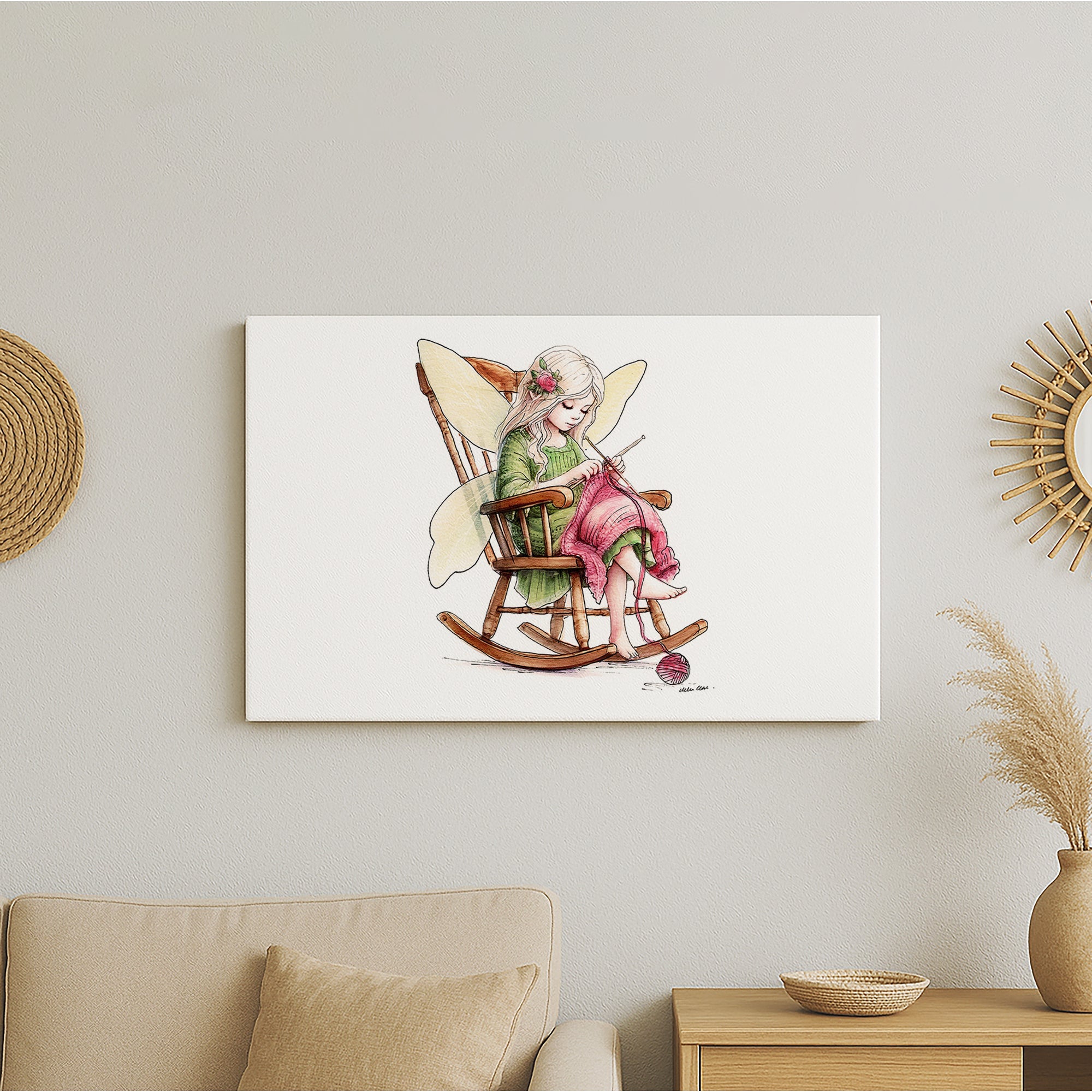 Crafting Knitting Fairy Canvas