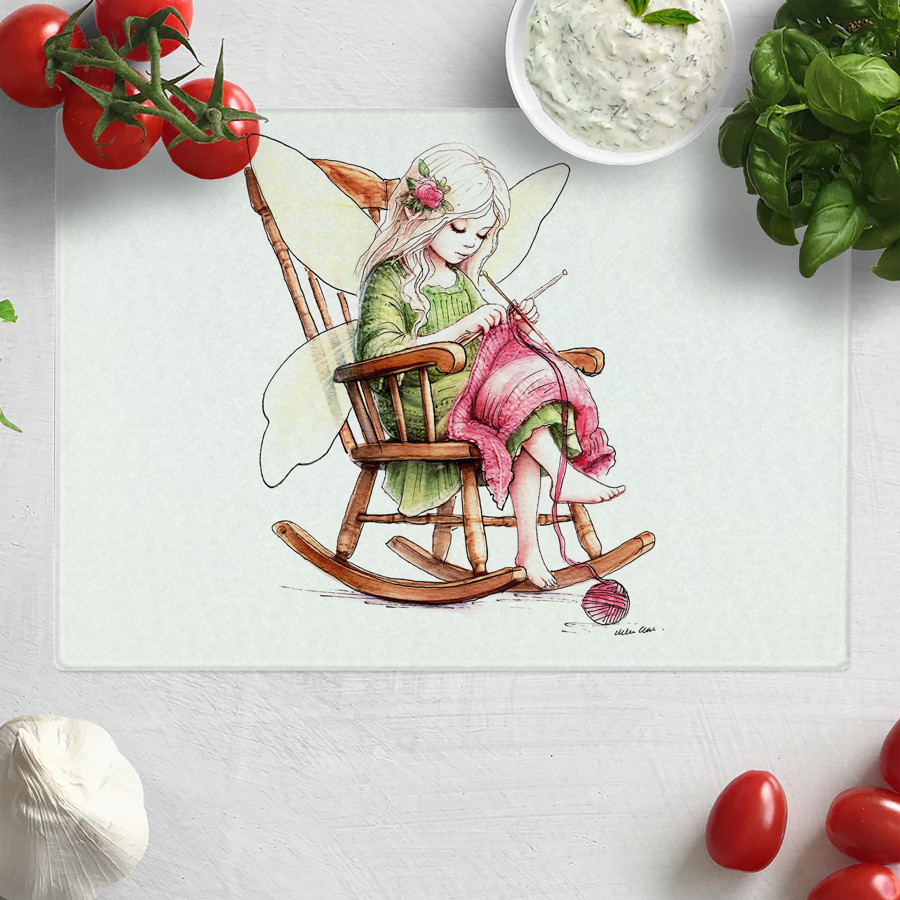 Crafting Knitting Fairy Chopping Board