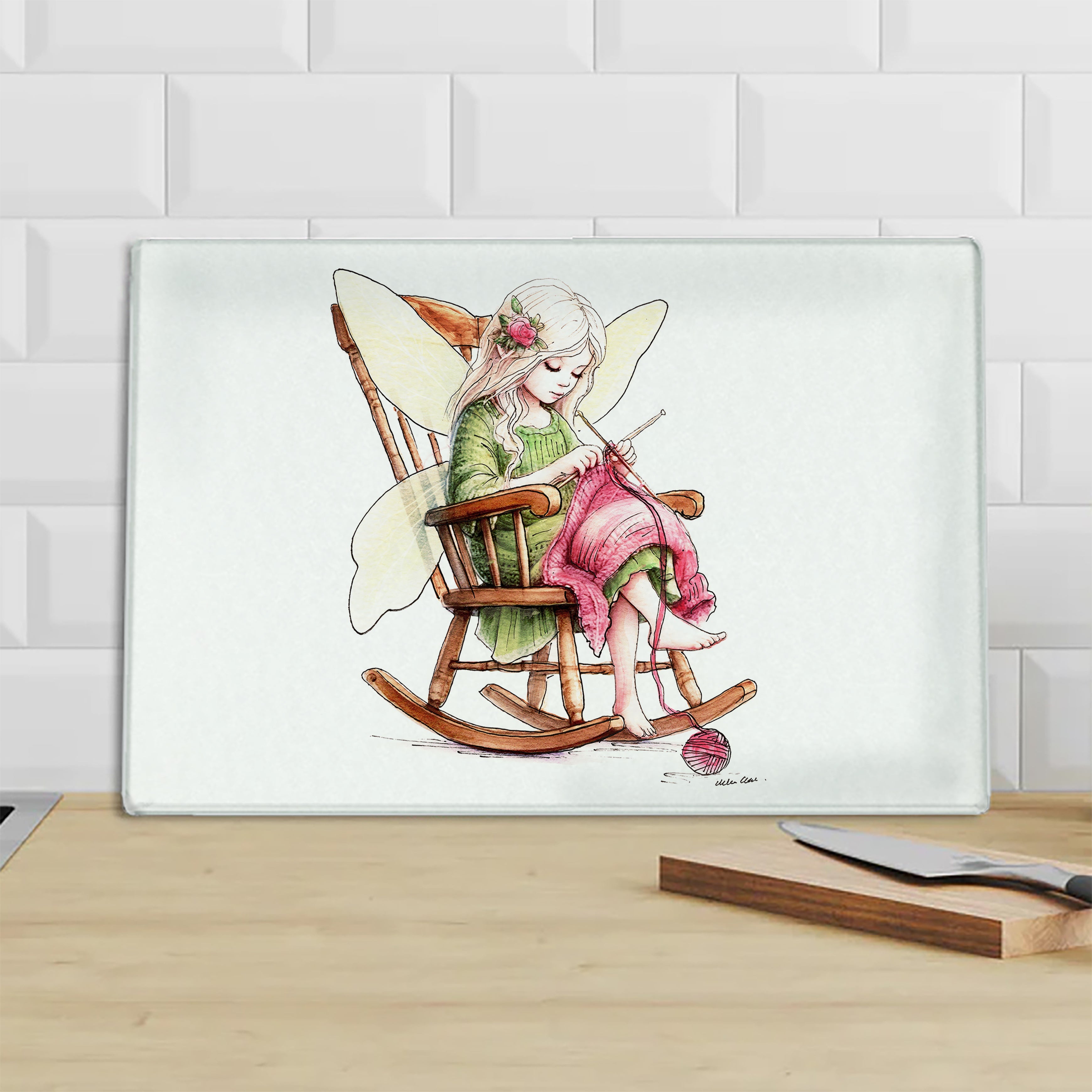 Crafting Knitting Fairy Chopping Board
