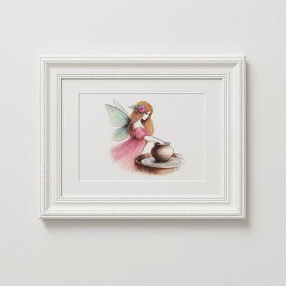 Crafting Pottery Fairy Art Print