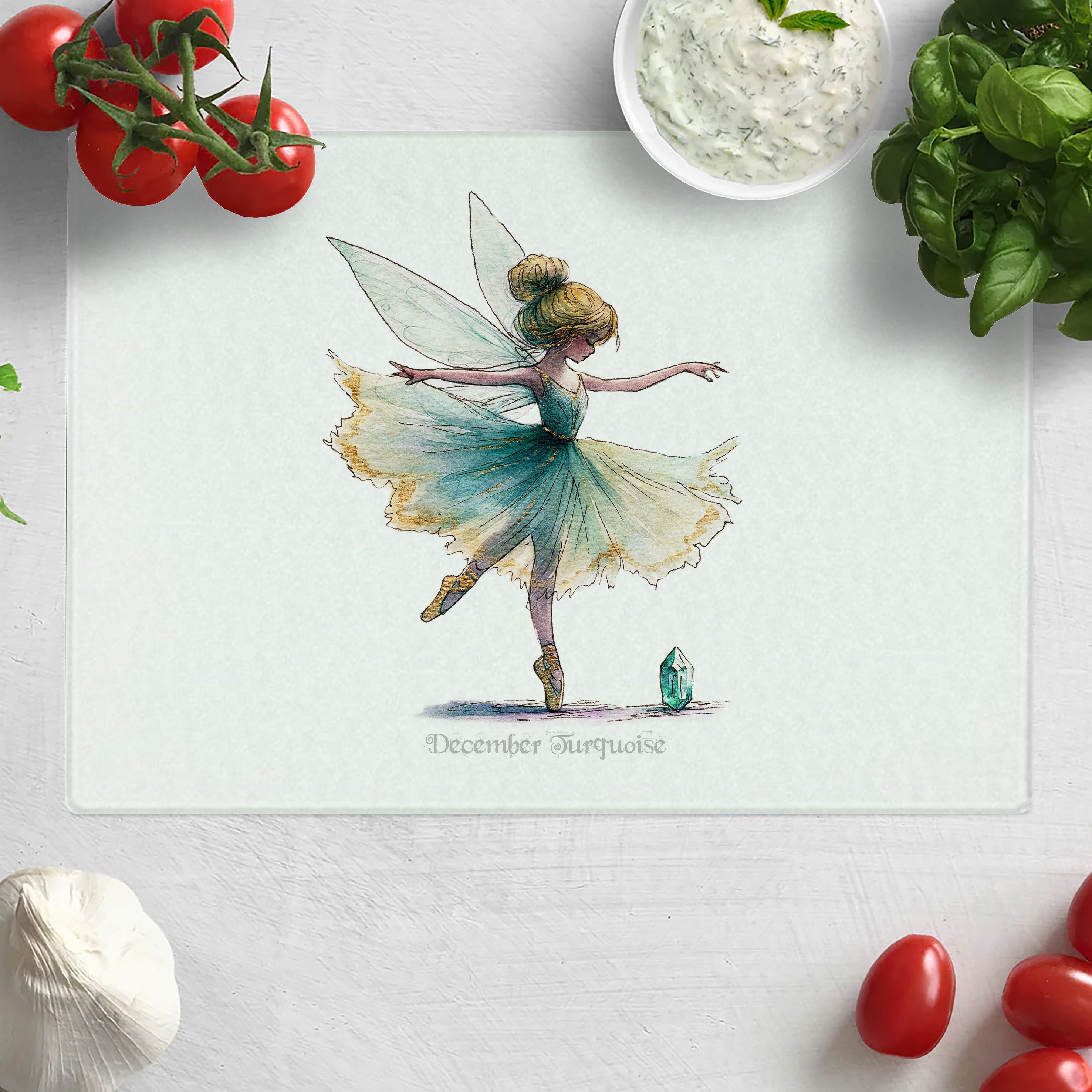 December Turquoise Birthstone Fairy Chopping Board