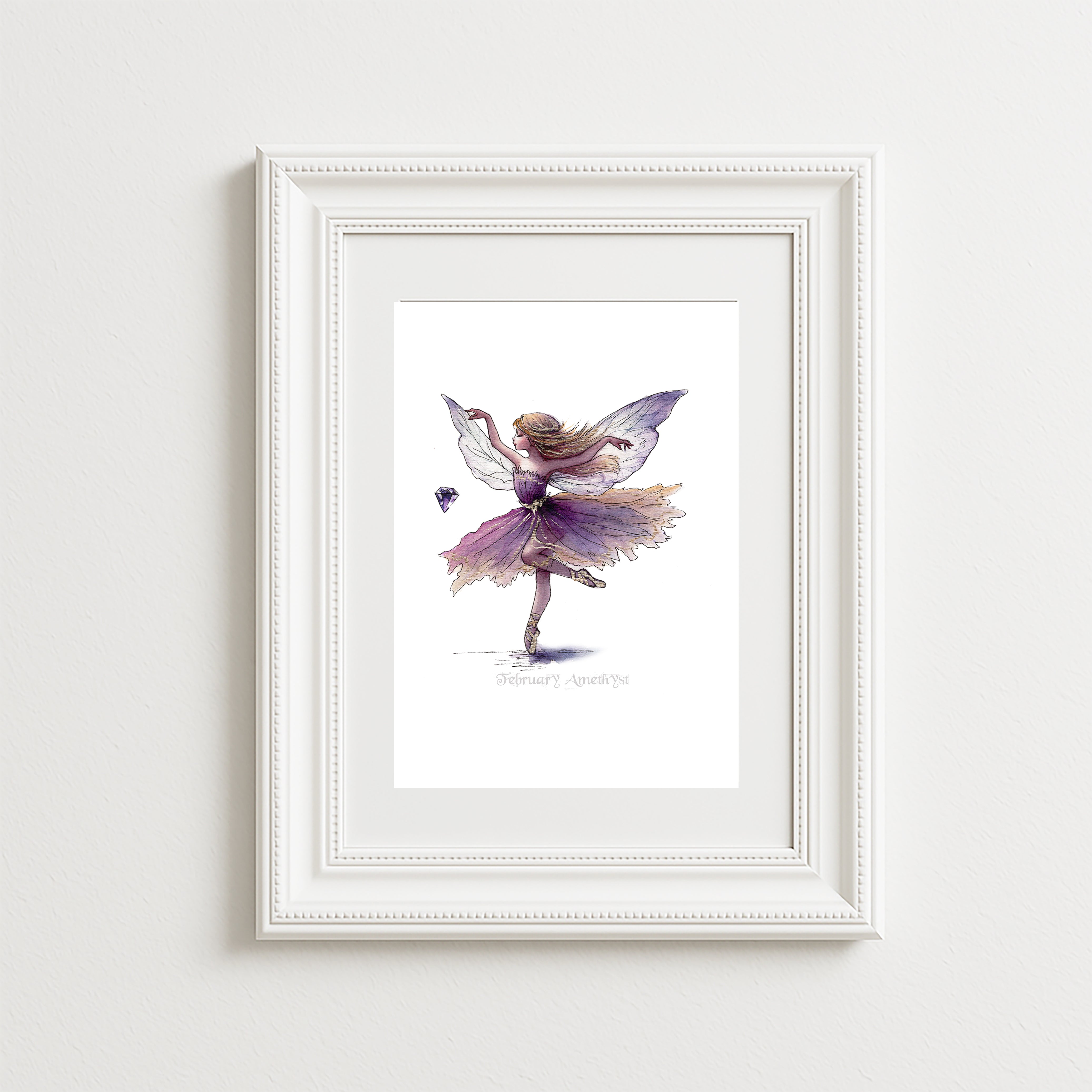 February Amethyst Birthstone Fairy Art Print