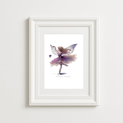 February Amethyst Birthstone Fairy Art Print