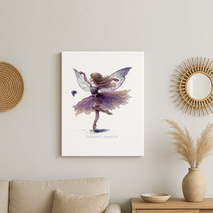 February Amethyst Birthstone Fairy Canvas